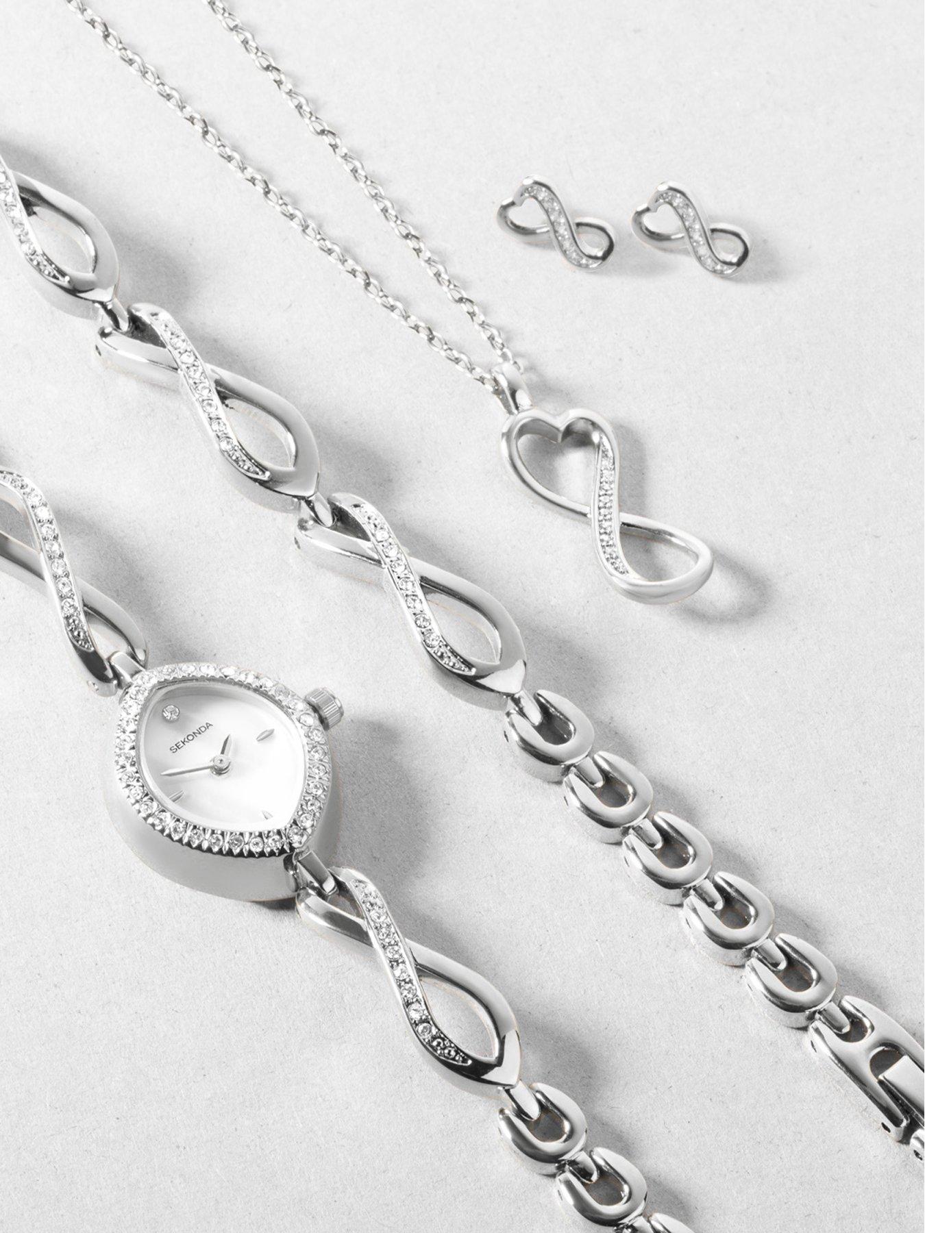 Image 4 of 4 of Sekonda Womens Infinity Silver Alloy Bracelet with White Dial Analogue Gift Set