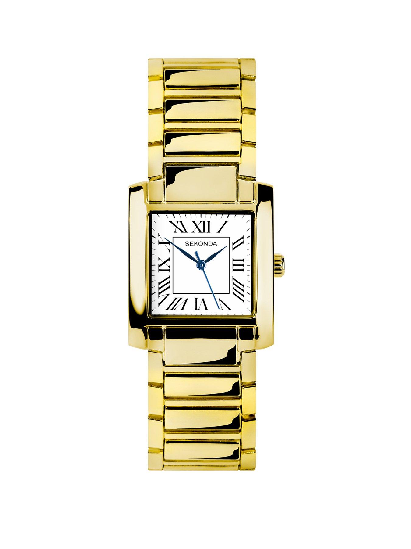 Product photograph of Sekonda Mens Montreal Gold Alloy Bracelet With White Dial Analogue Watch from very.co.uk