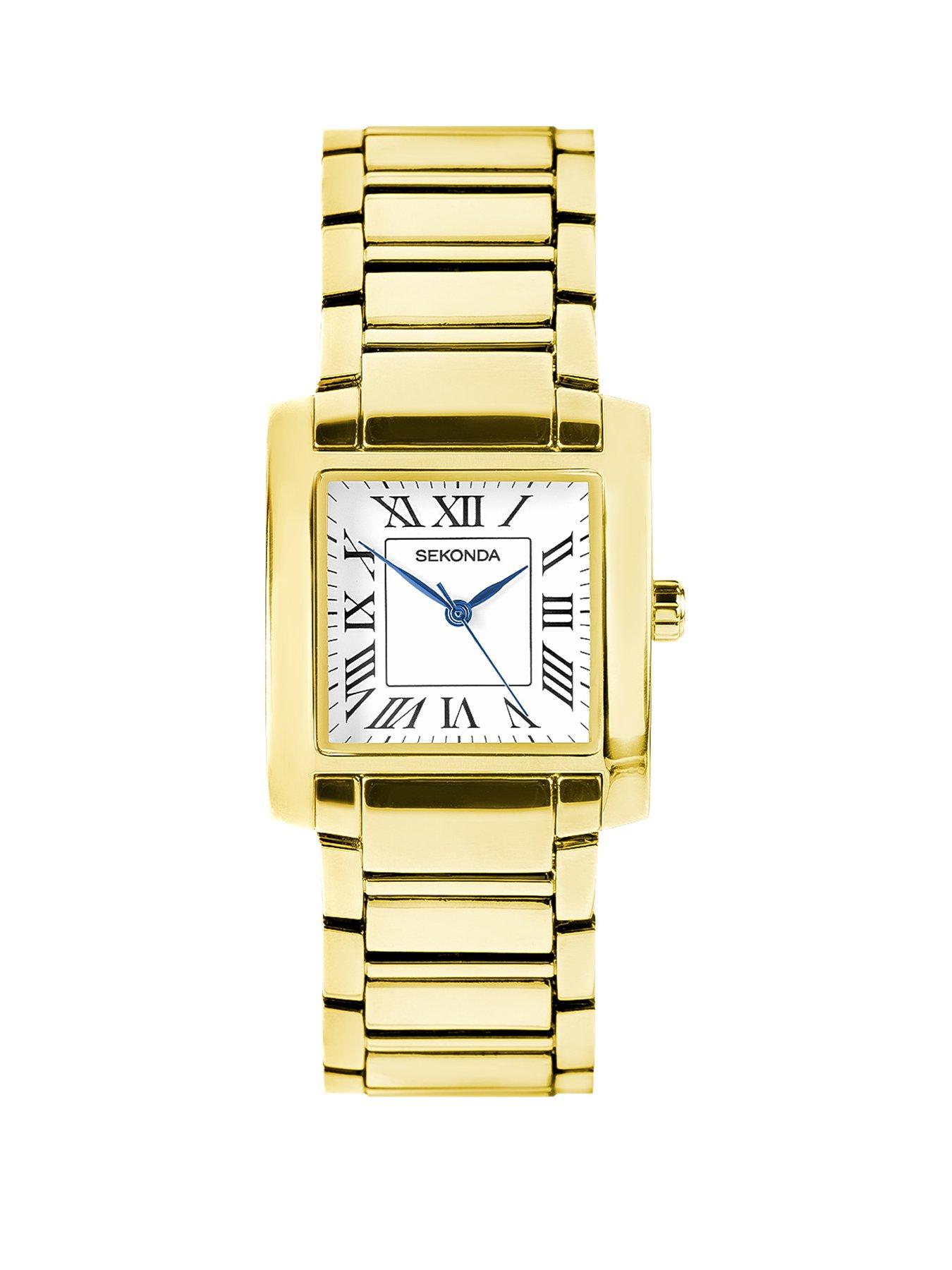 undefined Mens Montreal Gold Alloy Bracelet with White Dial Analogue Watch
