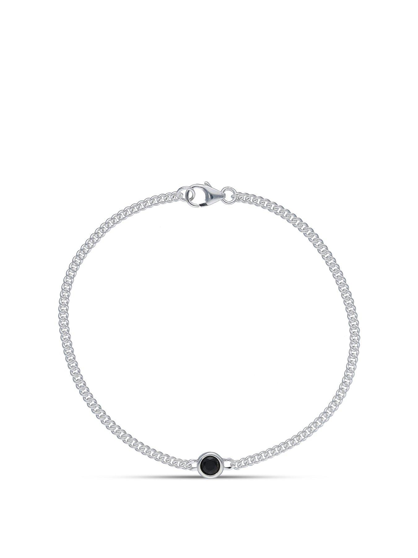 The Love Collection Gents Sterling Silver 4MM Black CZ Bracelet