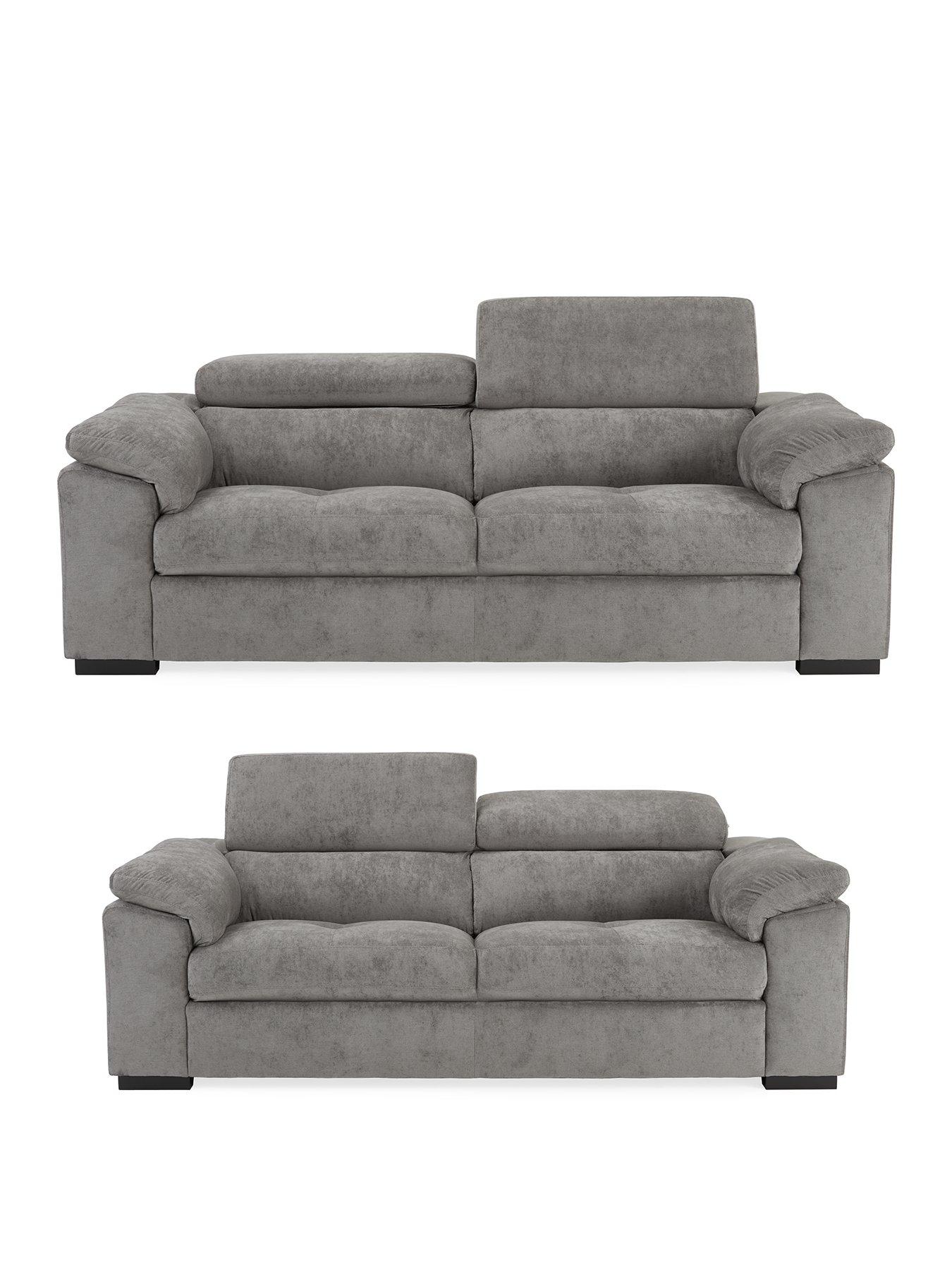 Image 2 of 6 of Brady 3&nbsp;+ 2 Seater Fabric&nbsp;Sofa Set (Buy &amp; SAVE!) - Grey/Walnut&nbsp;- FSC Certified