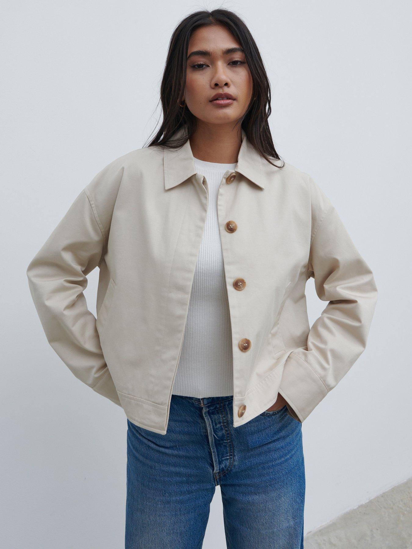 Pretty Lavish Cropped Trench Coat - Stone | Very