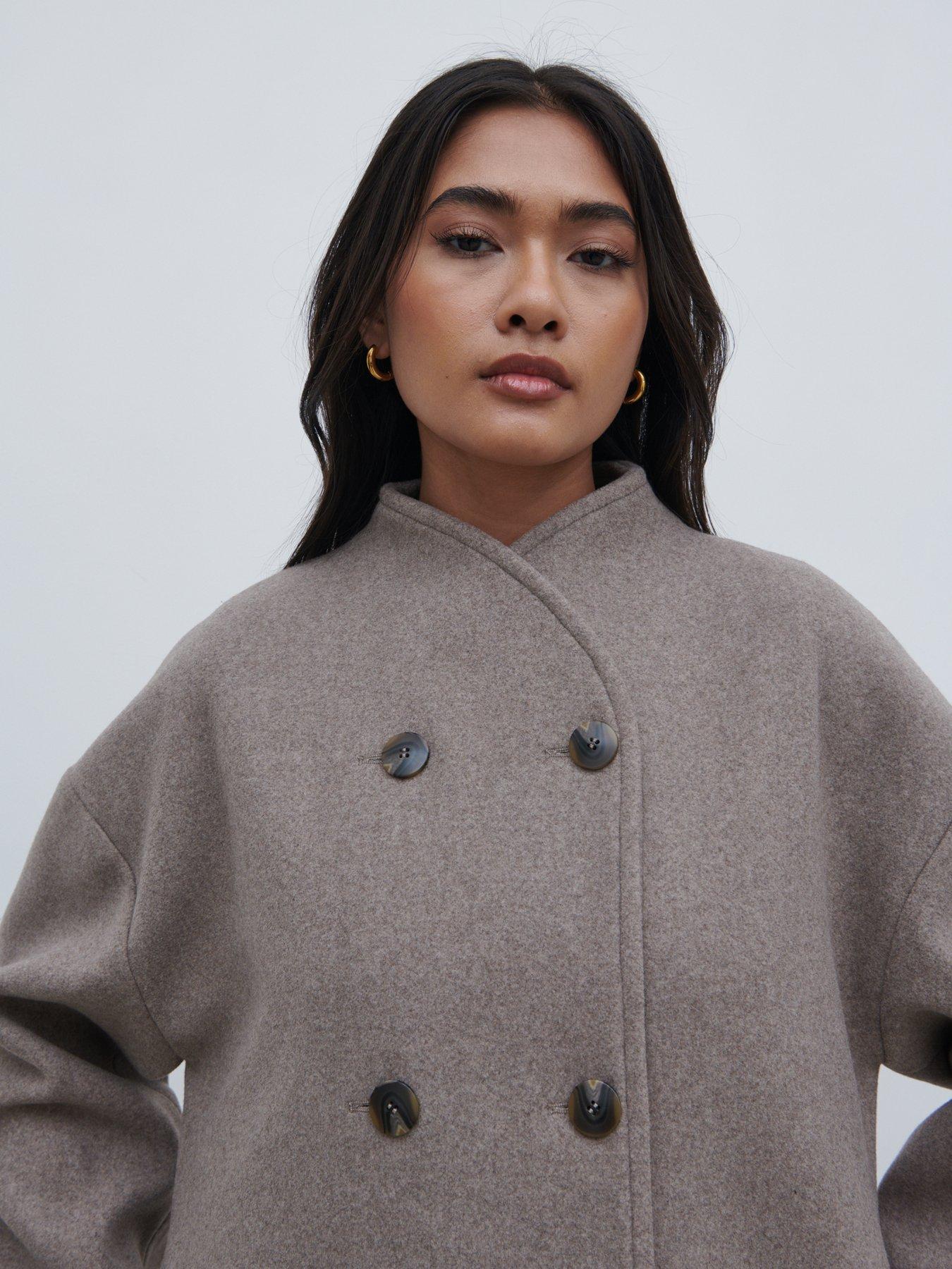 Pretty Lavish Felted Button Down Jacket - Grey | Very