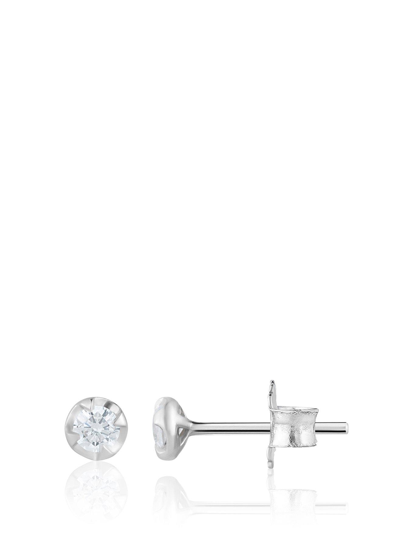 Product photograph of Love Diamond 9k 0 16ct Illusion Lab Grown Diamond Earrings from very.co.uk