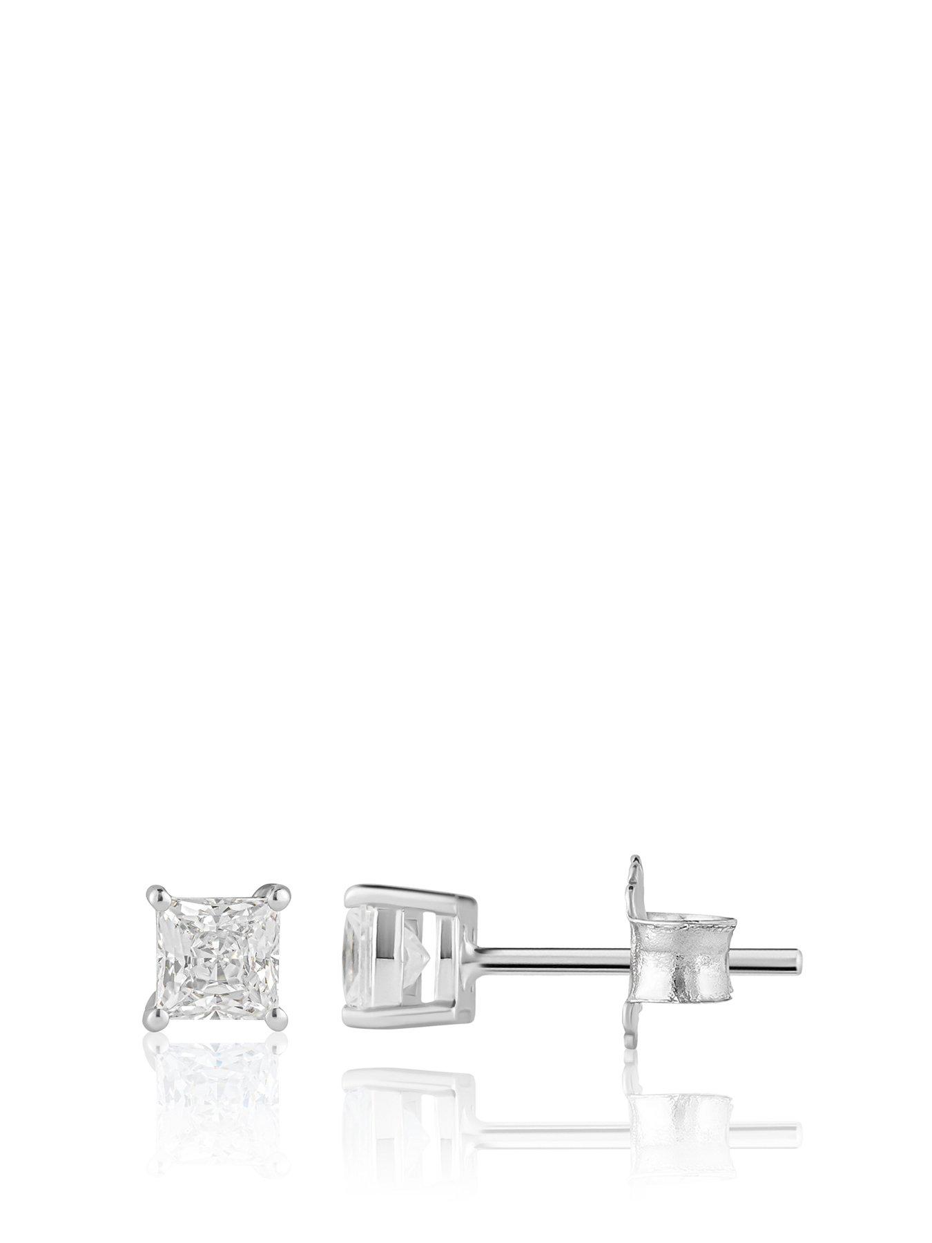 Product photograph of Jon Richard 9k 0 50ct Lab Grown Diamond Princess Cut Studs from very.co.uk