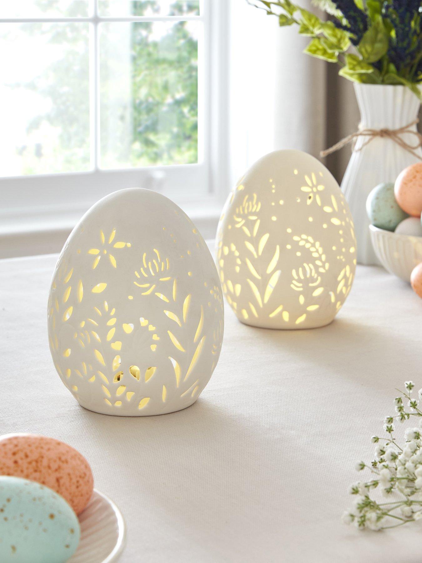 The Very Collection Set of 2 Ceramic Light Up Easter Eggs