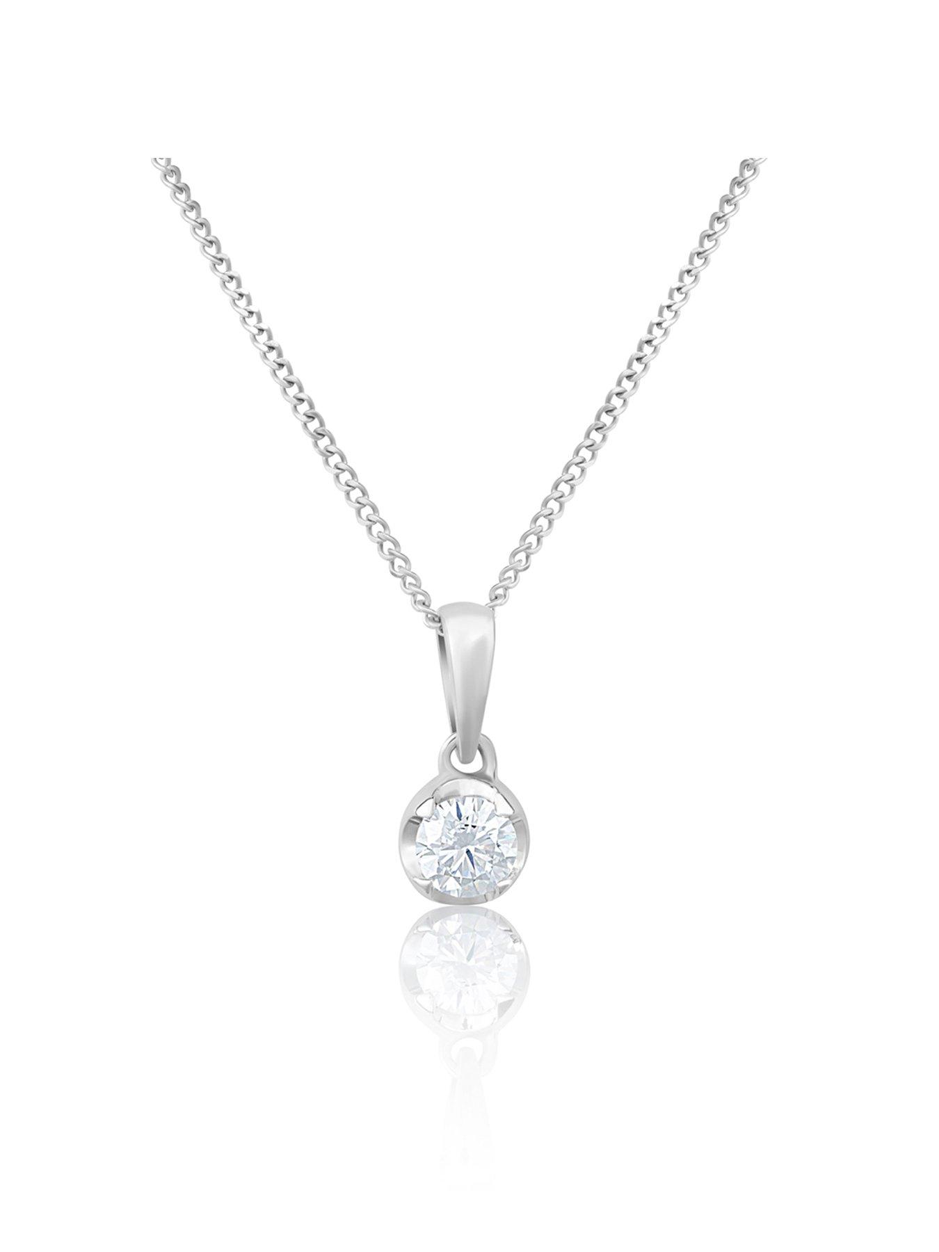 Product photograph of Love Diamond 9k 0 13ct Illusion Lab Grown Diamond Pendant from very.co.uk