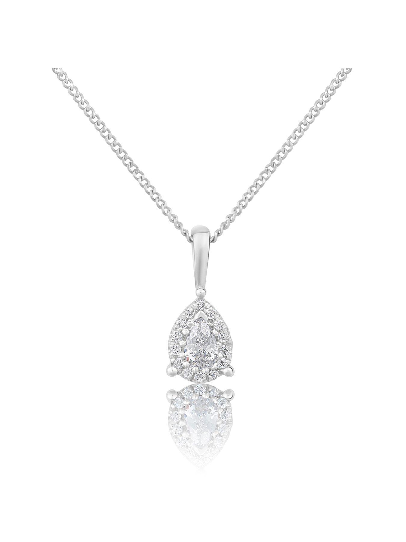 Product photograph of Love Diamond 9k 0 10ct Lab Grown Diamond Pear Shaped Pendant from very.co.uk