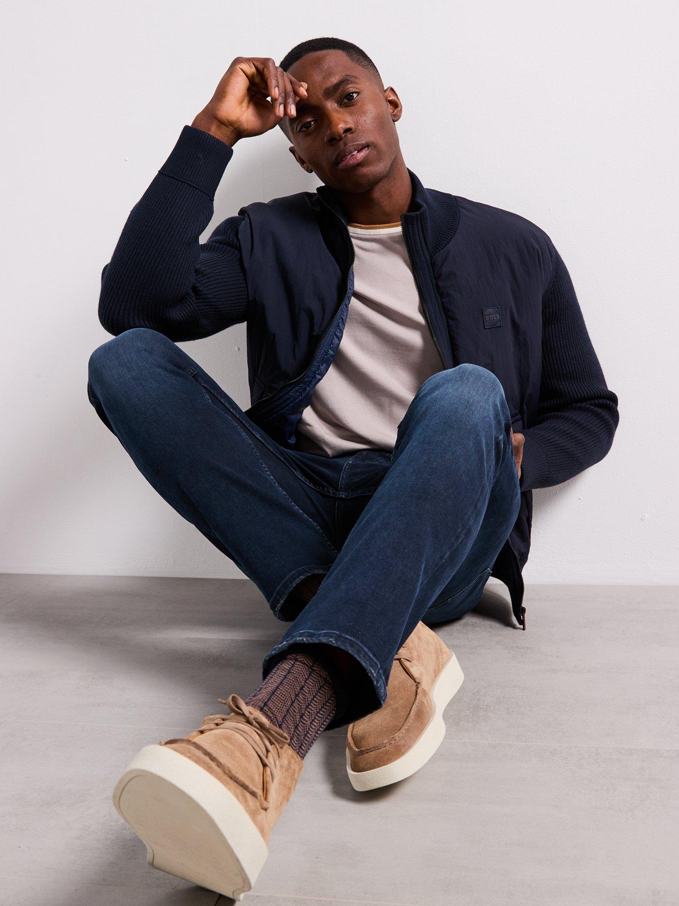 undefined Kydalbrio Relaxed Fit Nylon Front Knitted Jumper - Dark Blue