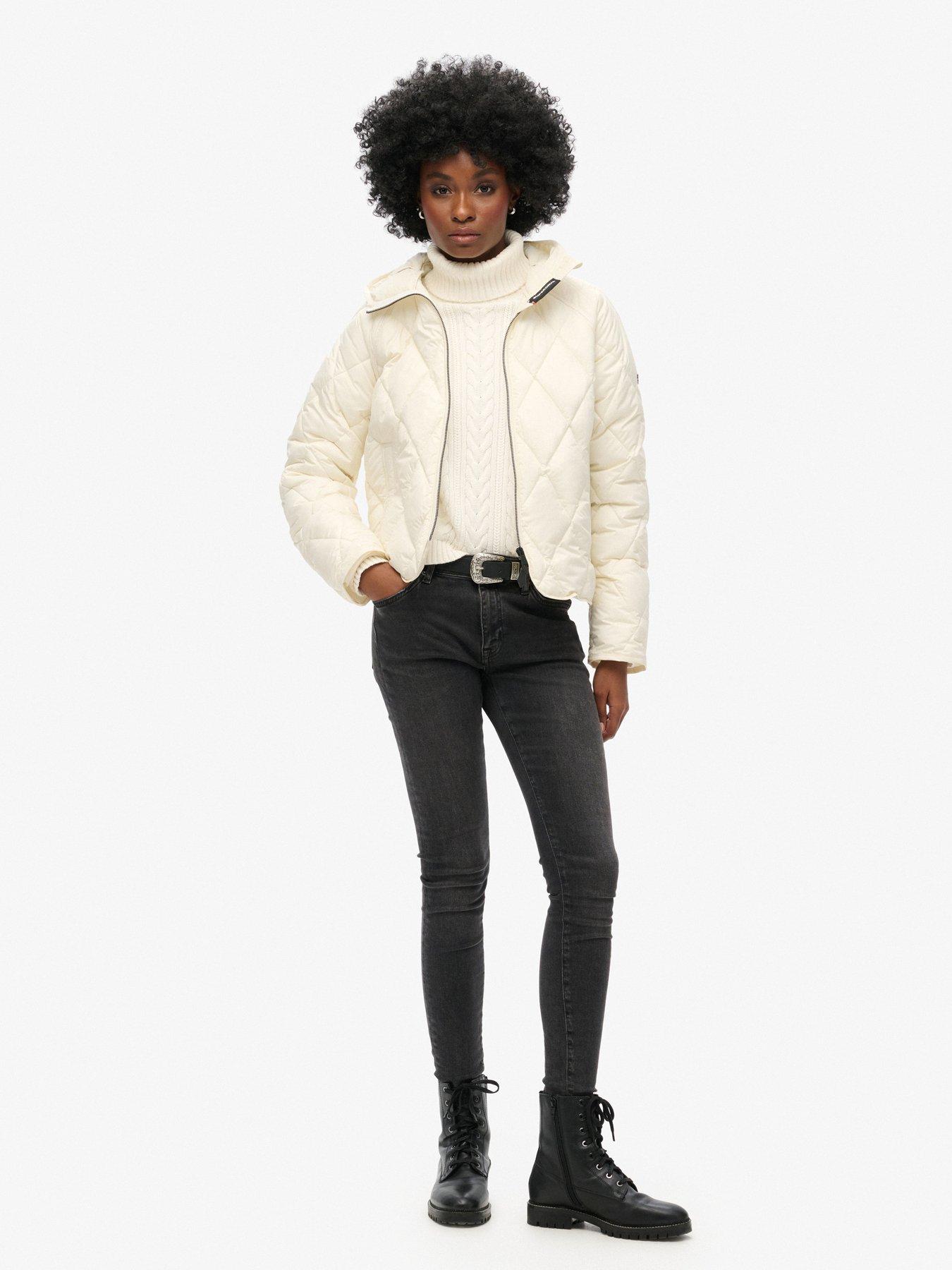 Superdry Hooded Quilted Liner Jacket White Very