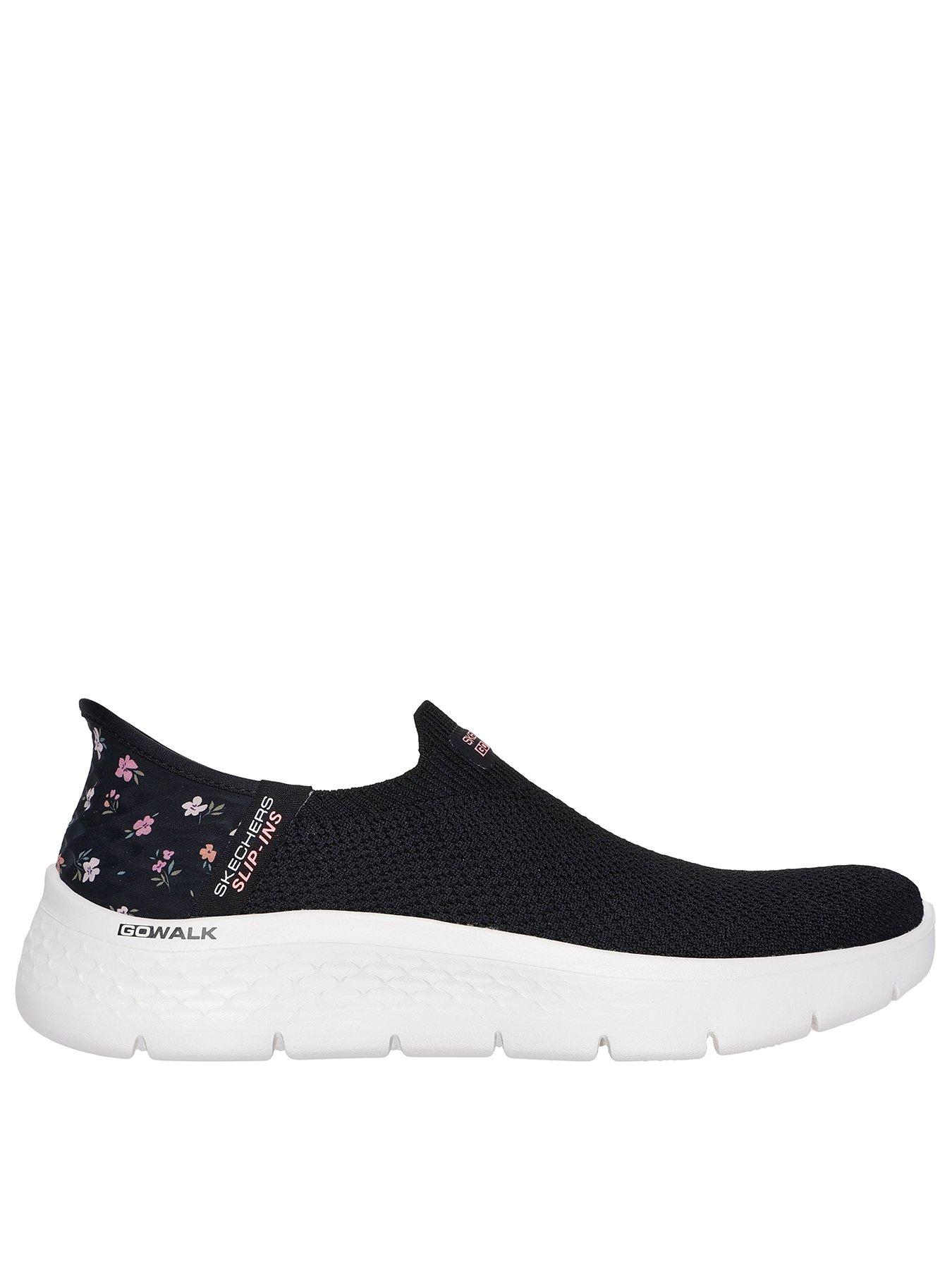 undefined Go Walk Flex Slip-ins Stretch Knit Trainer - Black /pink Trim