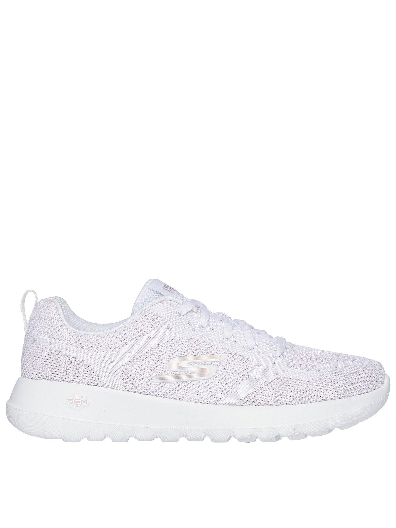 undefined Go Walk Joy Engineered Knitted Trainer - White Textile/rose Gold Trim