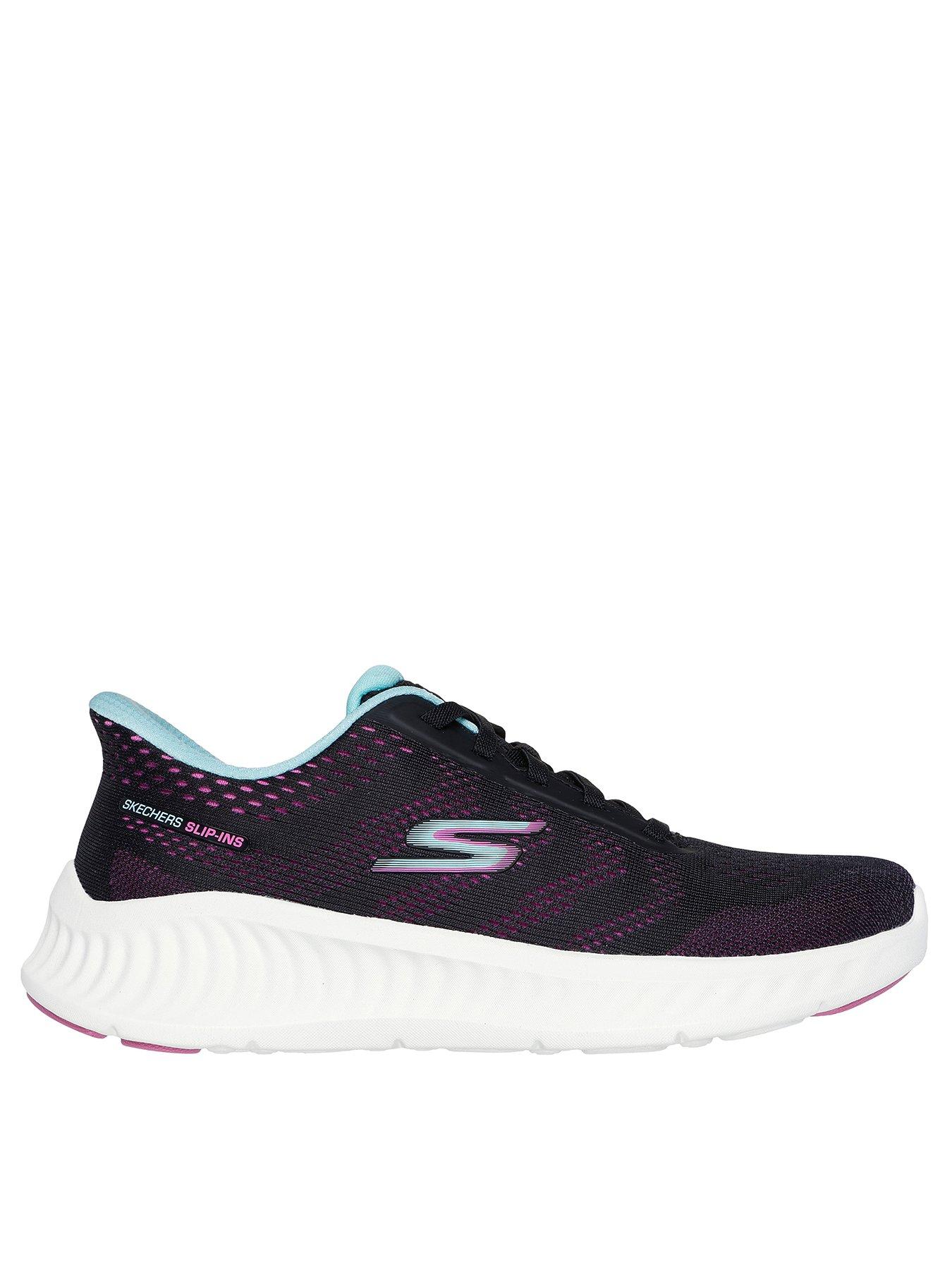 undefined Go Walk Now Slip-ins Engineered Mesh Bungee Trainer - Black /purple Trim