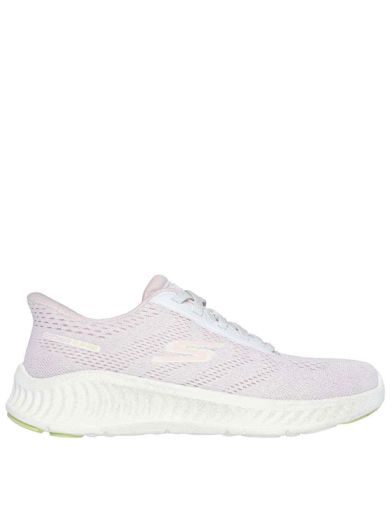 undefined Go Walk Now Slip-ins Engineered Mesh Bungee Trainer - White /pink Trim