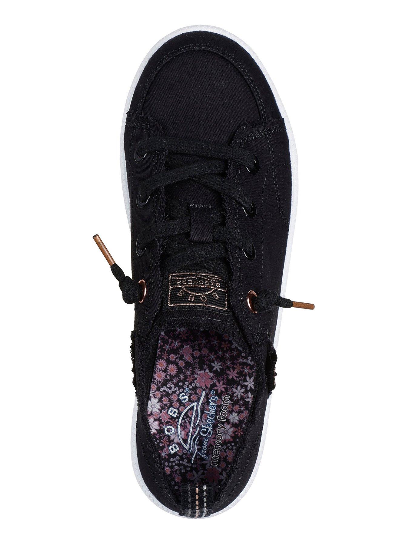 Image 3 of 5 of Skechers B Cute 2.0 Slip On Faux Lace Canvas Trainer - Black Canvas