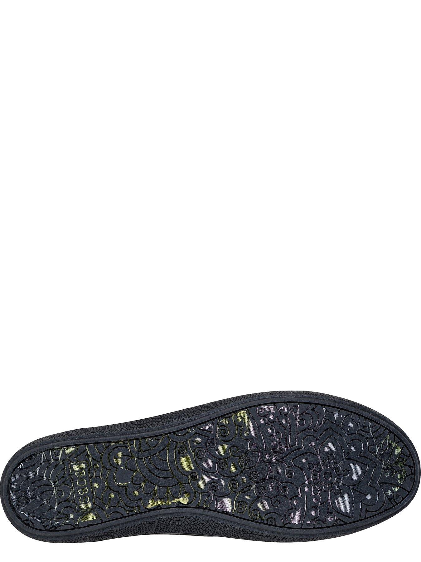Image 4 of 5 of Skechers Bobs B Cute Slip On Faux Lace Trainer - Black Canvas/ Trim