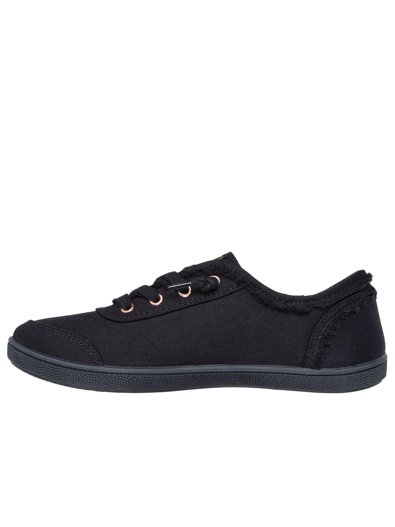 Image 5 of 5 of Skechers Bobs B Cute Slip On Faux Lace Trainer - Black Canvas/ Trim
