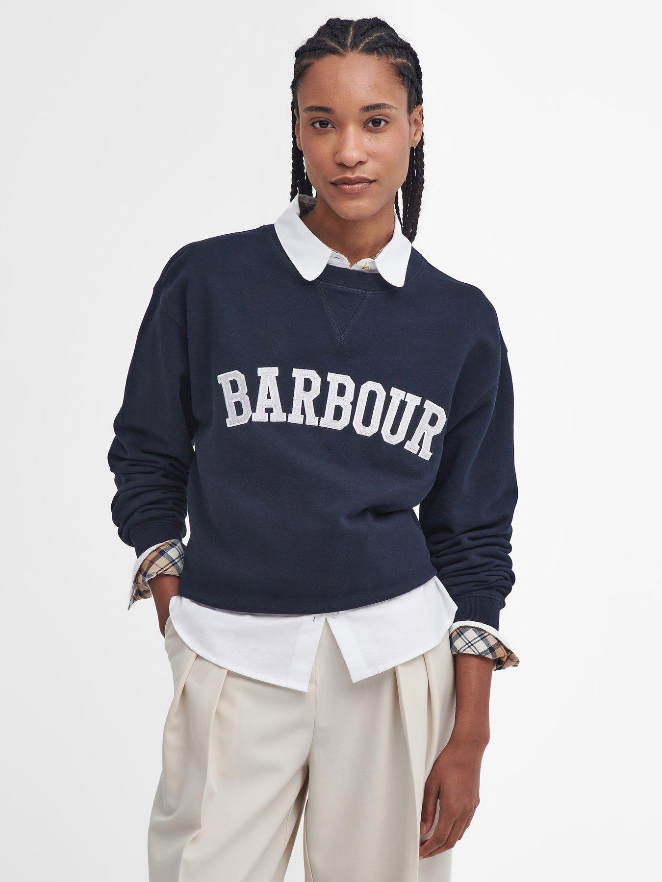 Fabulous Barbour Birnam Hoodie Uk14 Navy blue tartan details CM416