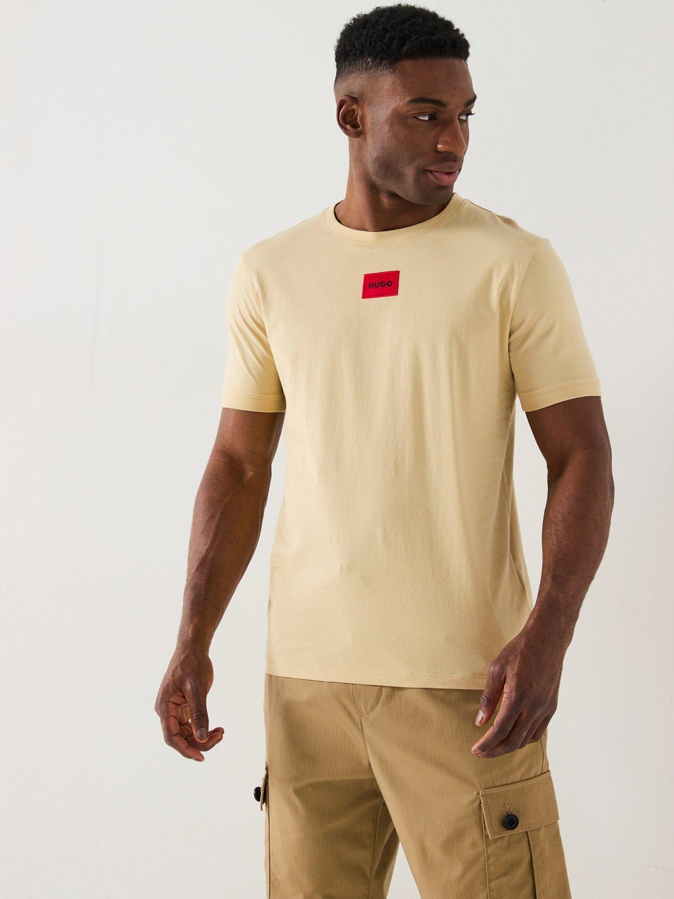 undefined Diragolino212 Regular Fit Centre Patch Logo T-Shirt - Beige