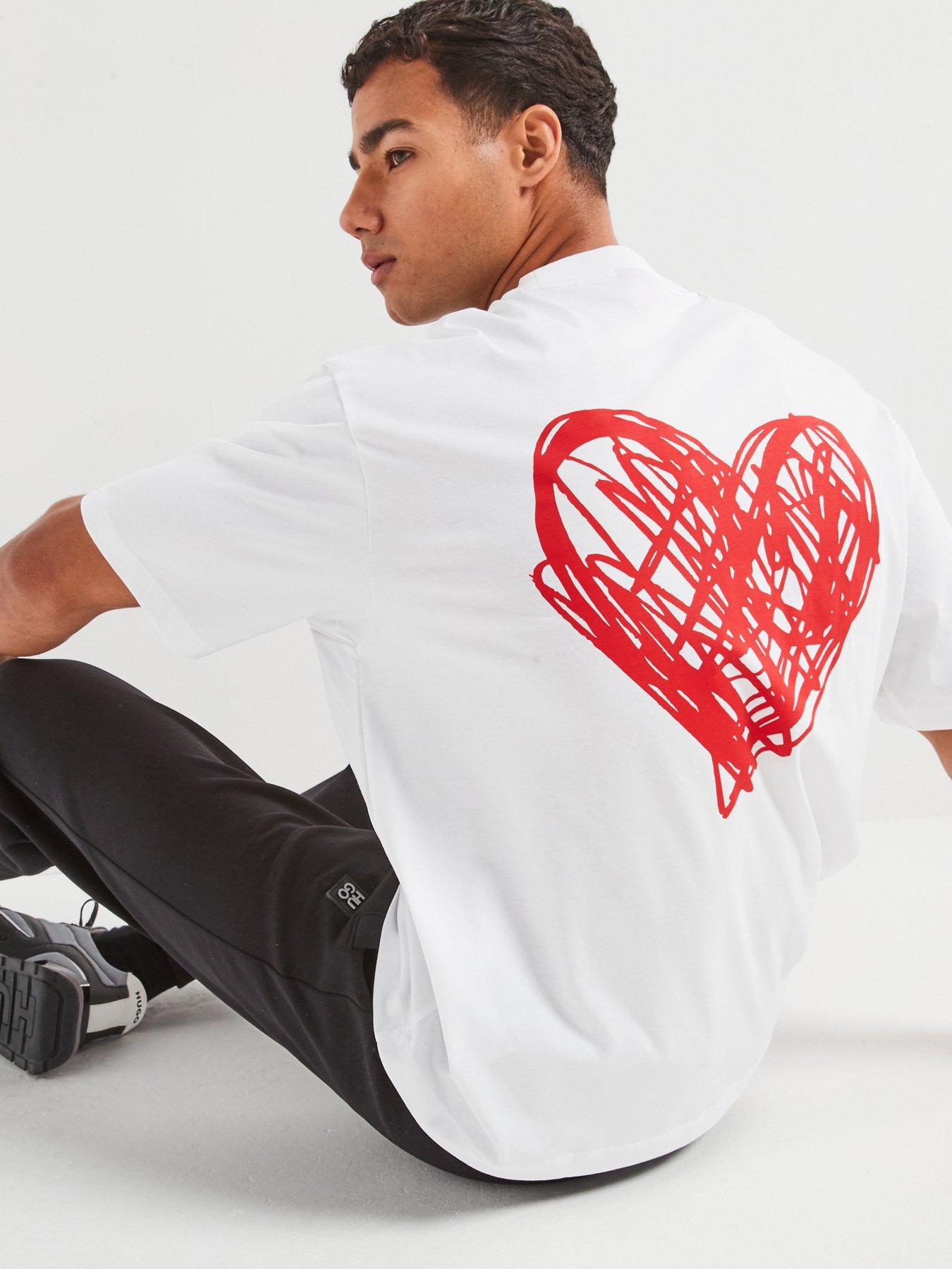HUGO Dewdam Relaxed Fit Heart Logo T-Shirt White Very