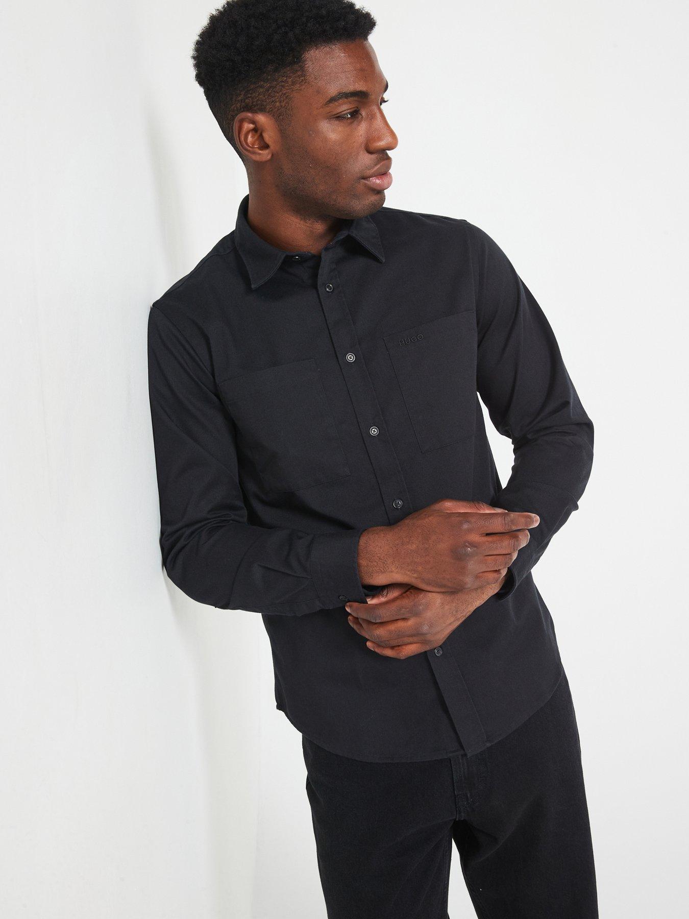 undefined Egrin Relaxed Fit Double Pocket Shirt - Black