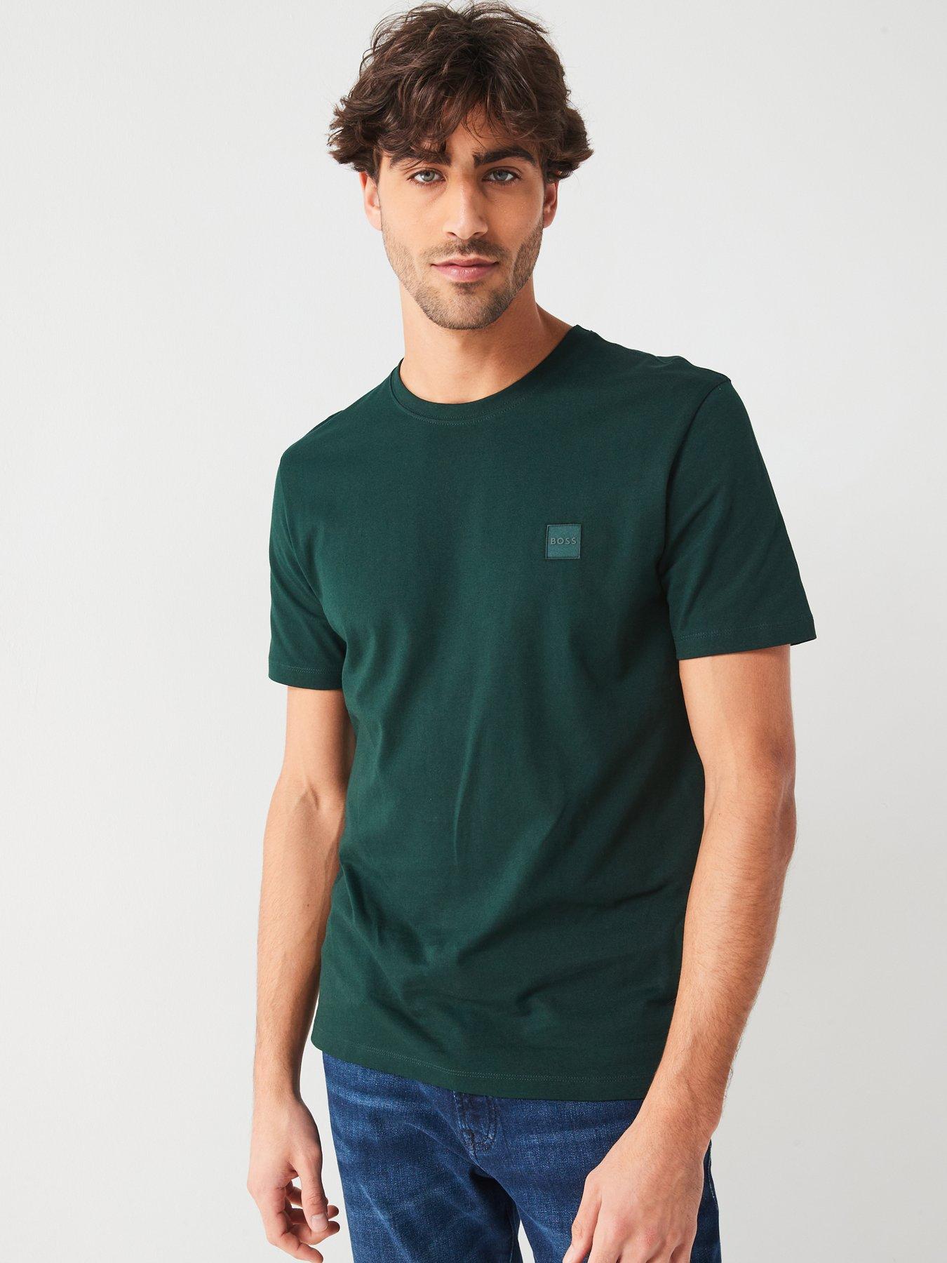 Image 4 of 6 of BOSS Tales Relaxed Fit Tonal Patch Logo T-Shirt - Dark Green