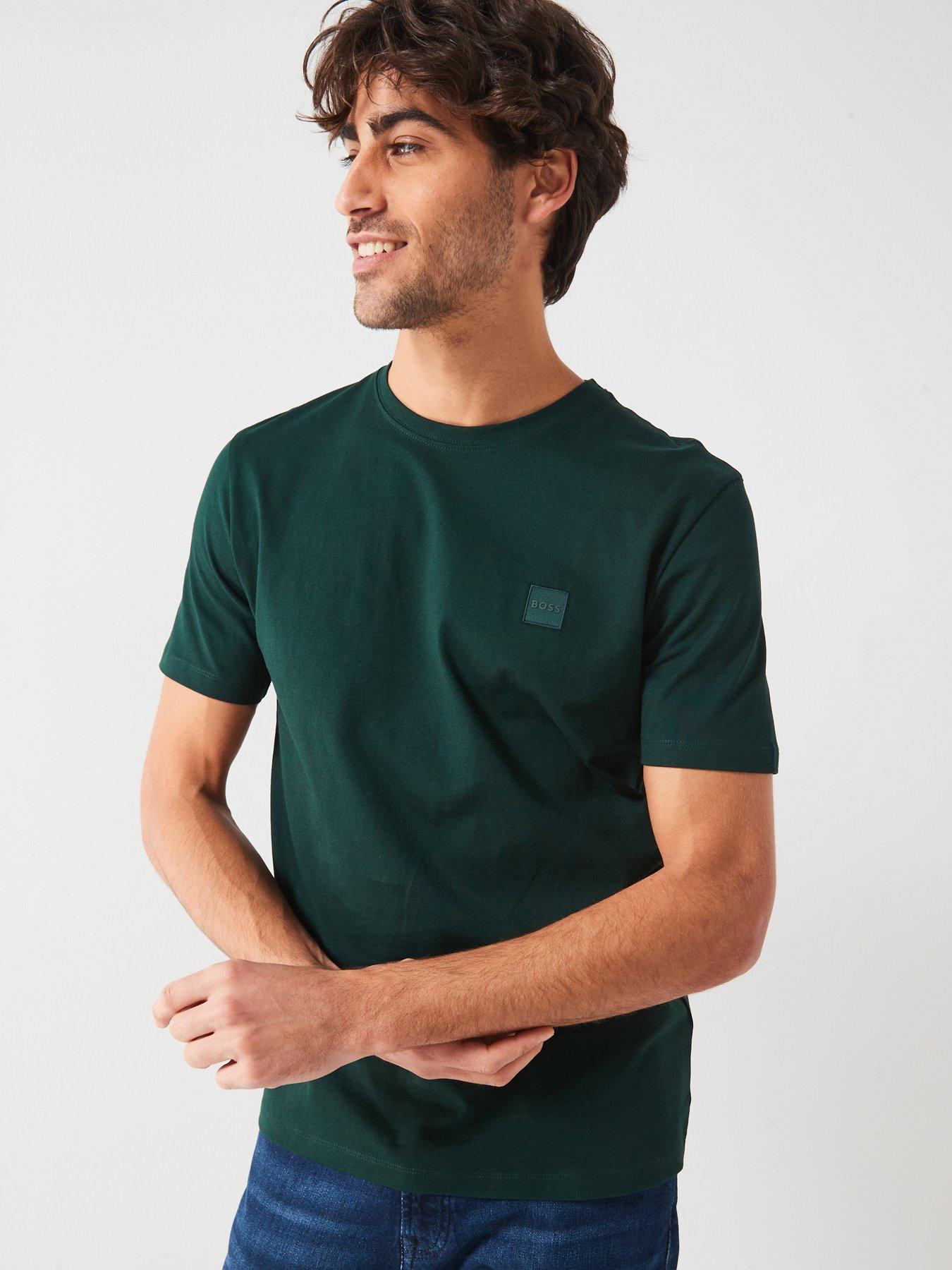 Image 5 of 6 of BOSS Tales Relaxed Fit Tonal Patch Logo T-Shirt - Dark Green