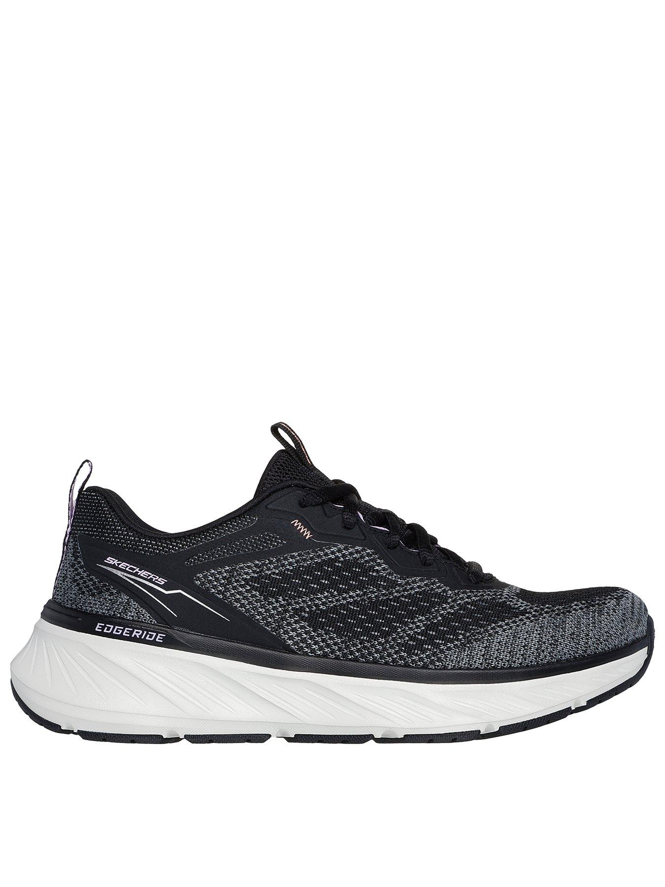 undefined Edgeride Engineered Knitted Lace-up Trainer - Black Knit/lavender Trim