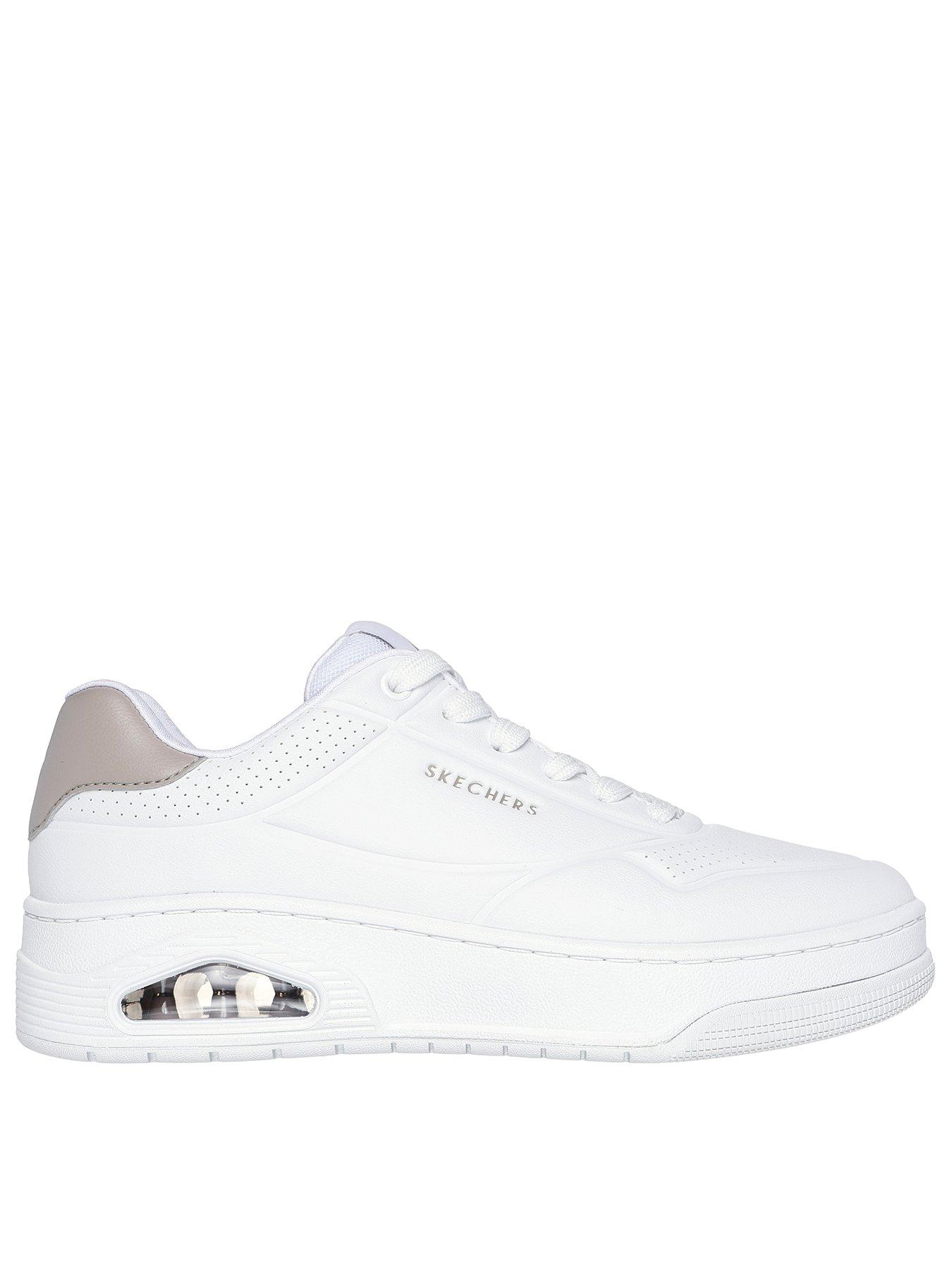 undefined Uno Court Embossed Duraleather Trainer - White Duraleather/ Natural Trim