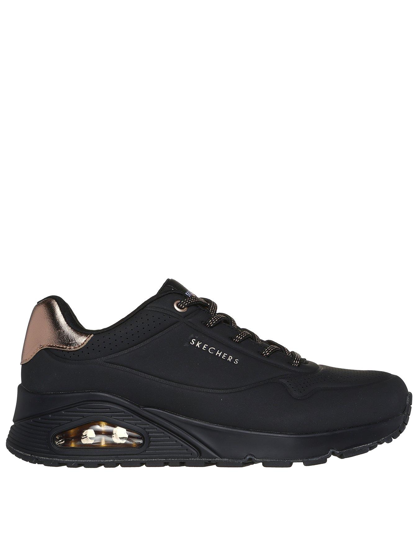 Skechers Uno Durabuck Slip On Metallic Trainer - Black