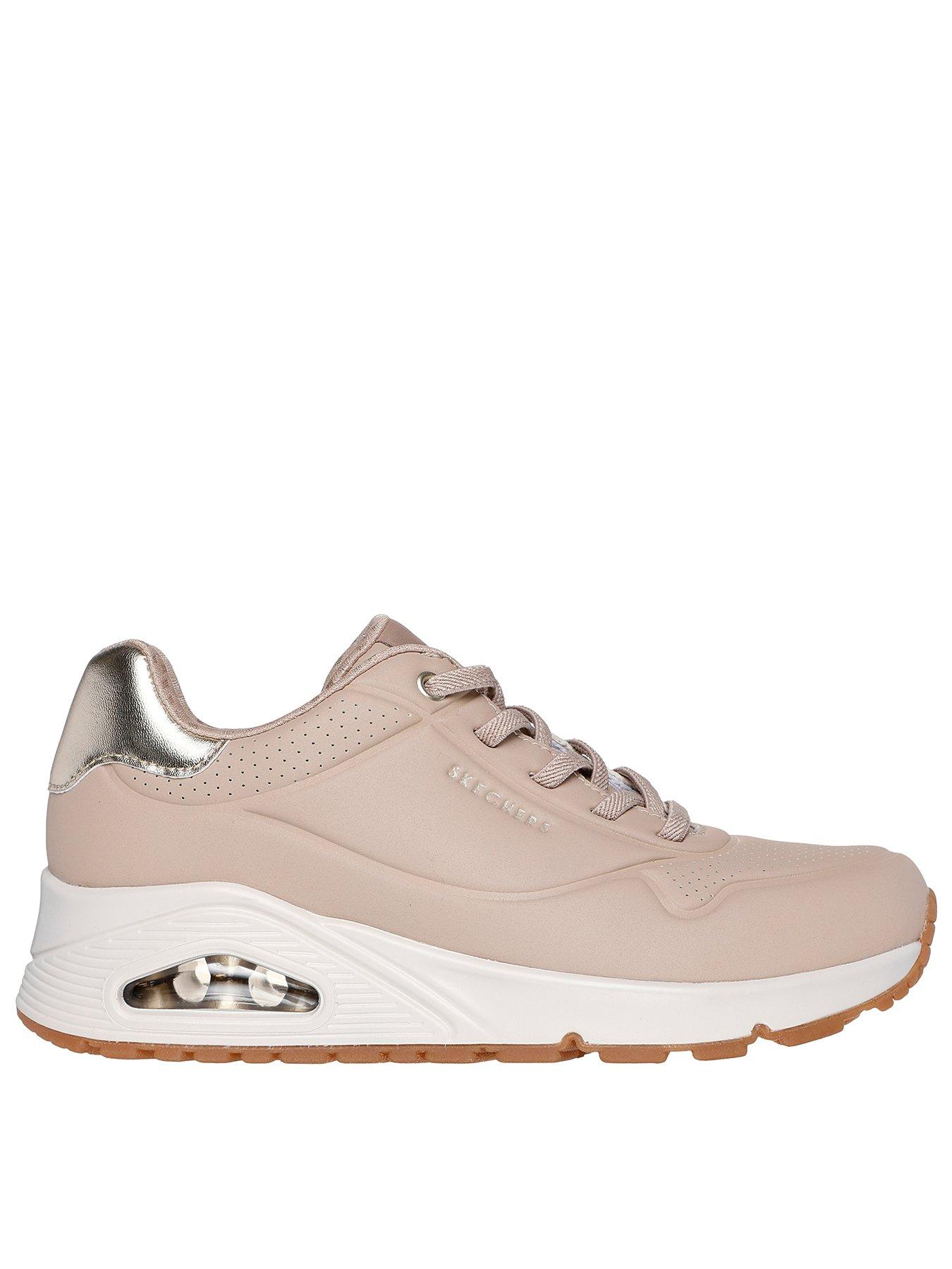 Skechers Uno Shimmer Away Slip On Metallic Trainer - Pink