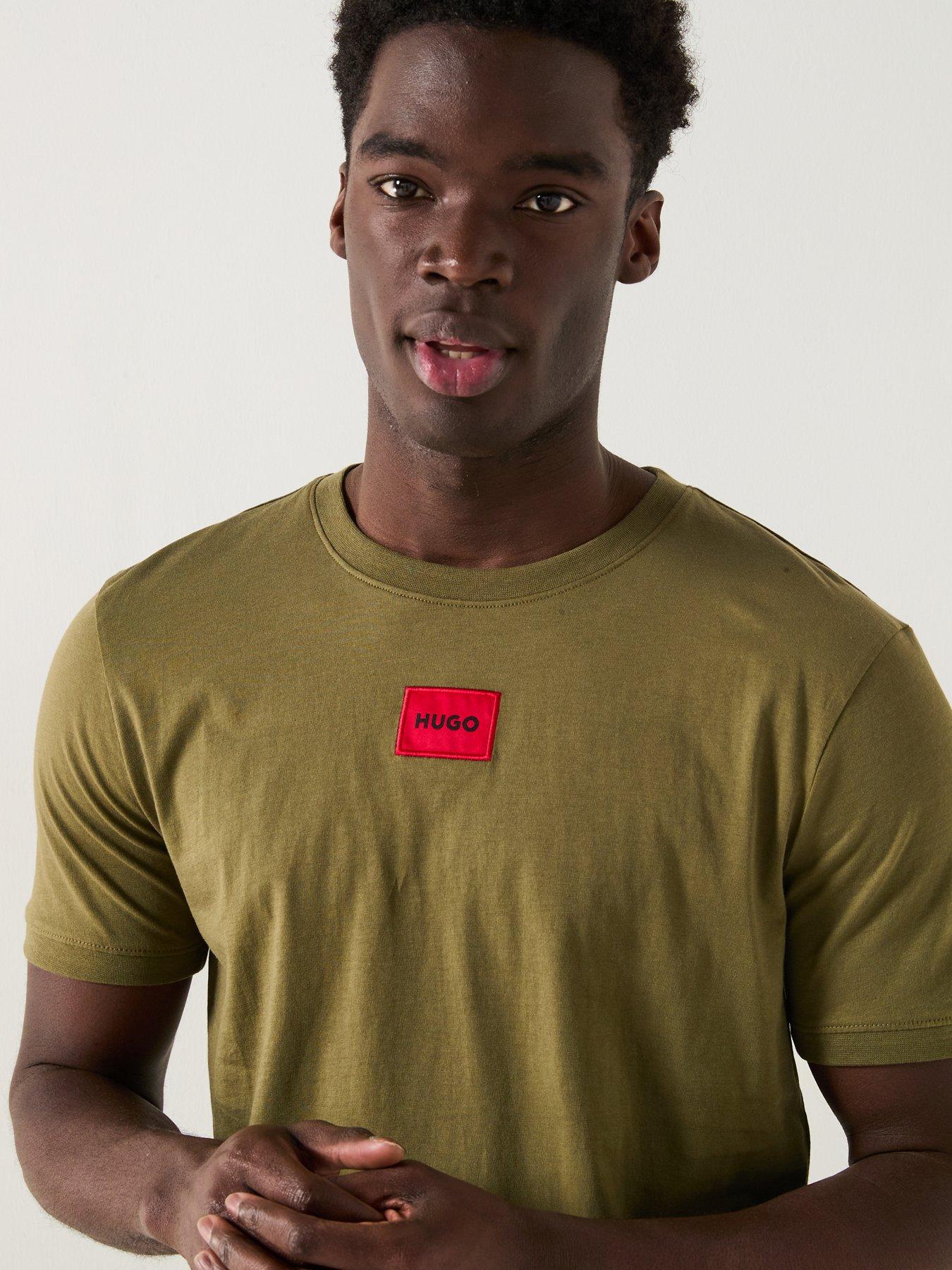 HUGO Diragolino212 Centre Patch Logo T-Shirt - Khaki | Very