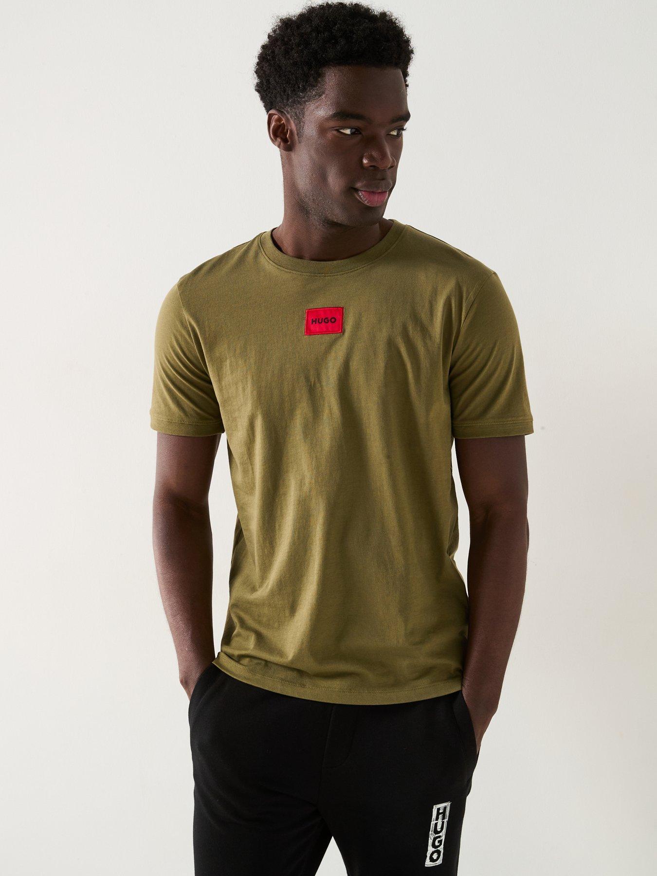 HUGO Diragolino212 Centre Patch Logo T-Shirt - Khaki | Very