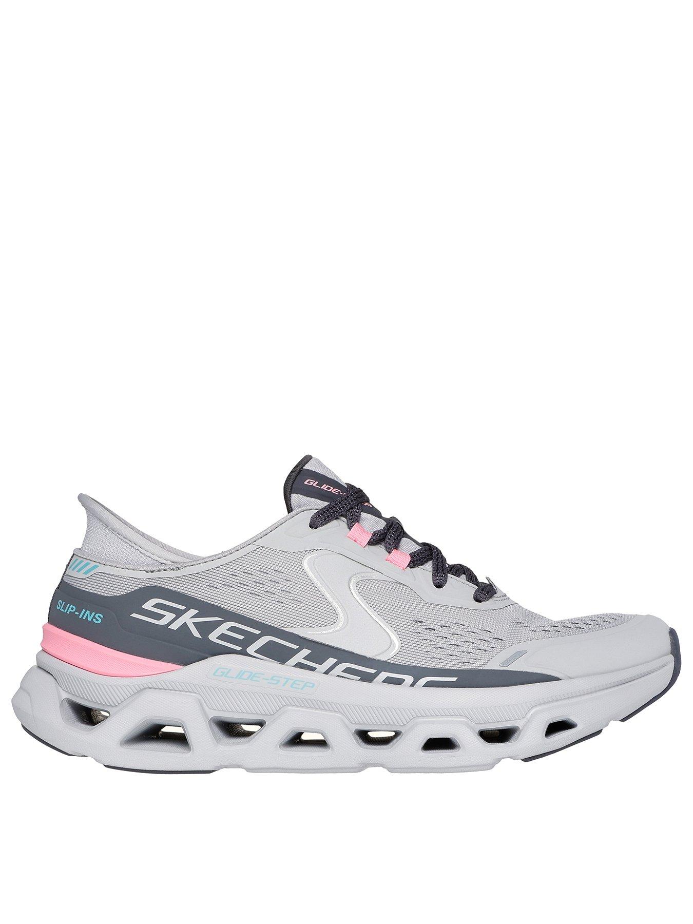 Image 1 of 5 of Skechers Glide-step Altus Lace-up Slip-in Trainer - Grey /mesh/pink Trim
