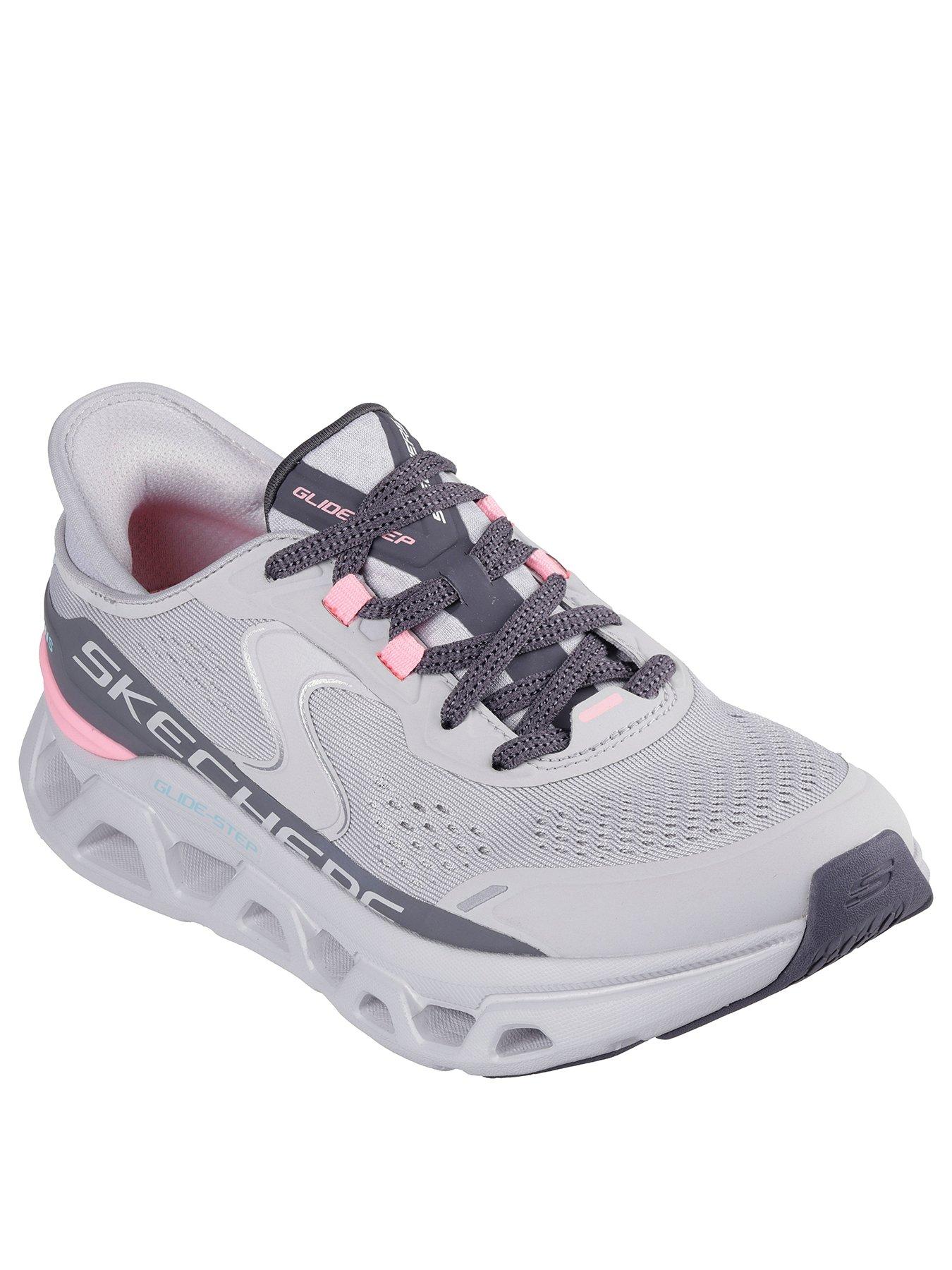 Image 2 of 5 of Skechers Glide-step Altus Lace-up Slip-in Trainer - Grey /mesh/pink Trim