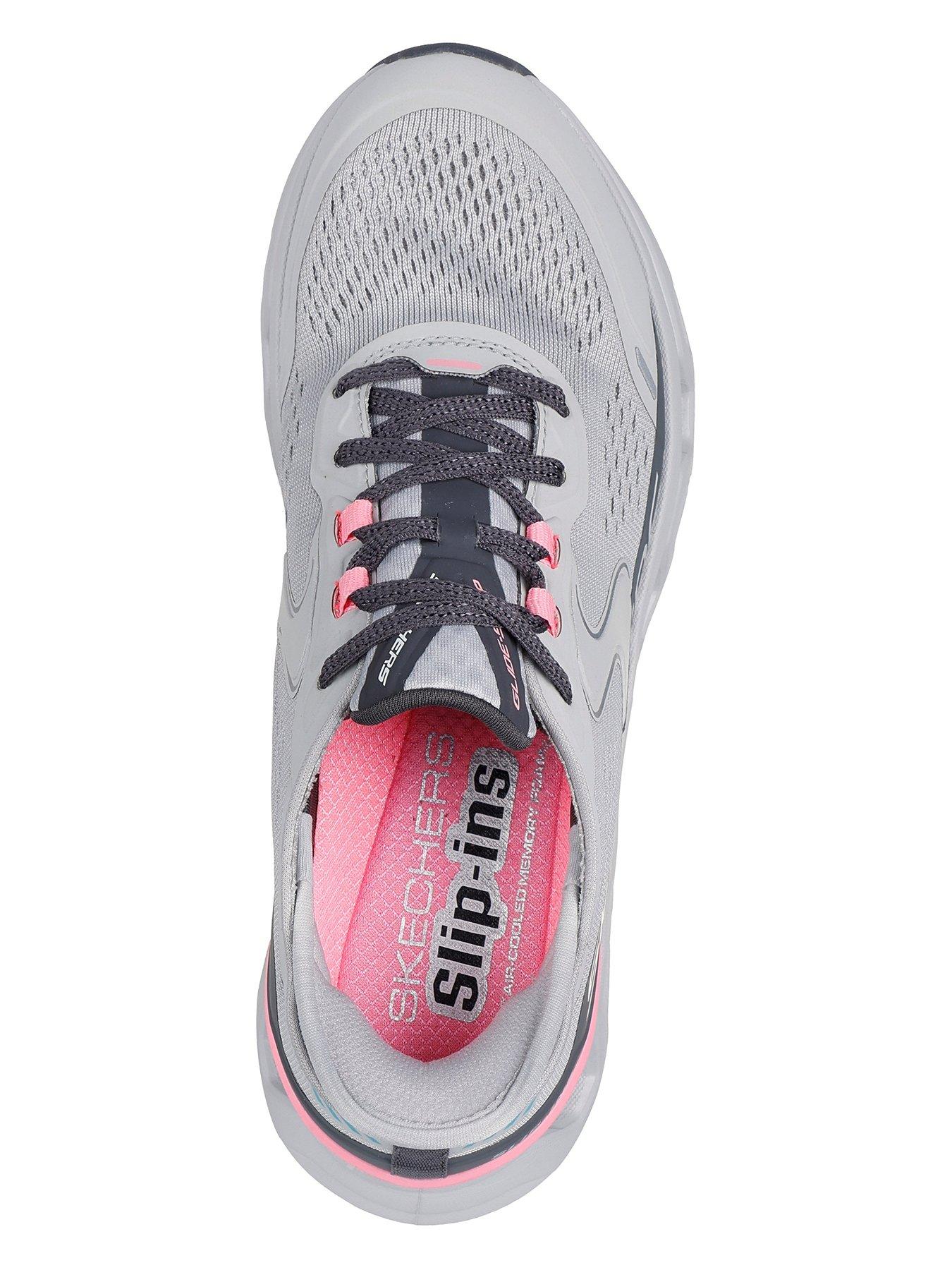 Image 3 of 5 of Skechers Glide-step Altus Lace-up Slip-in Trainer - Grey /mesh/pink Trim