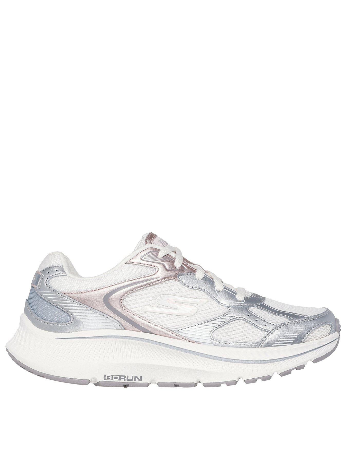 undefined Go Run Consistent 2.0 Silver Metallic Leather Trainer - White