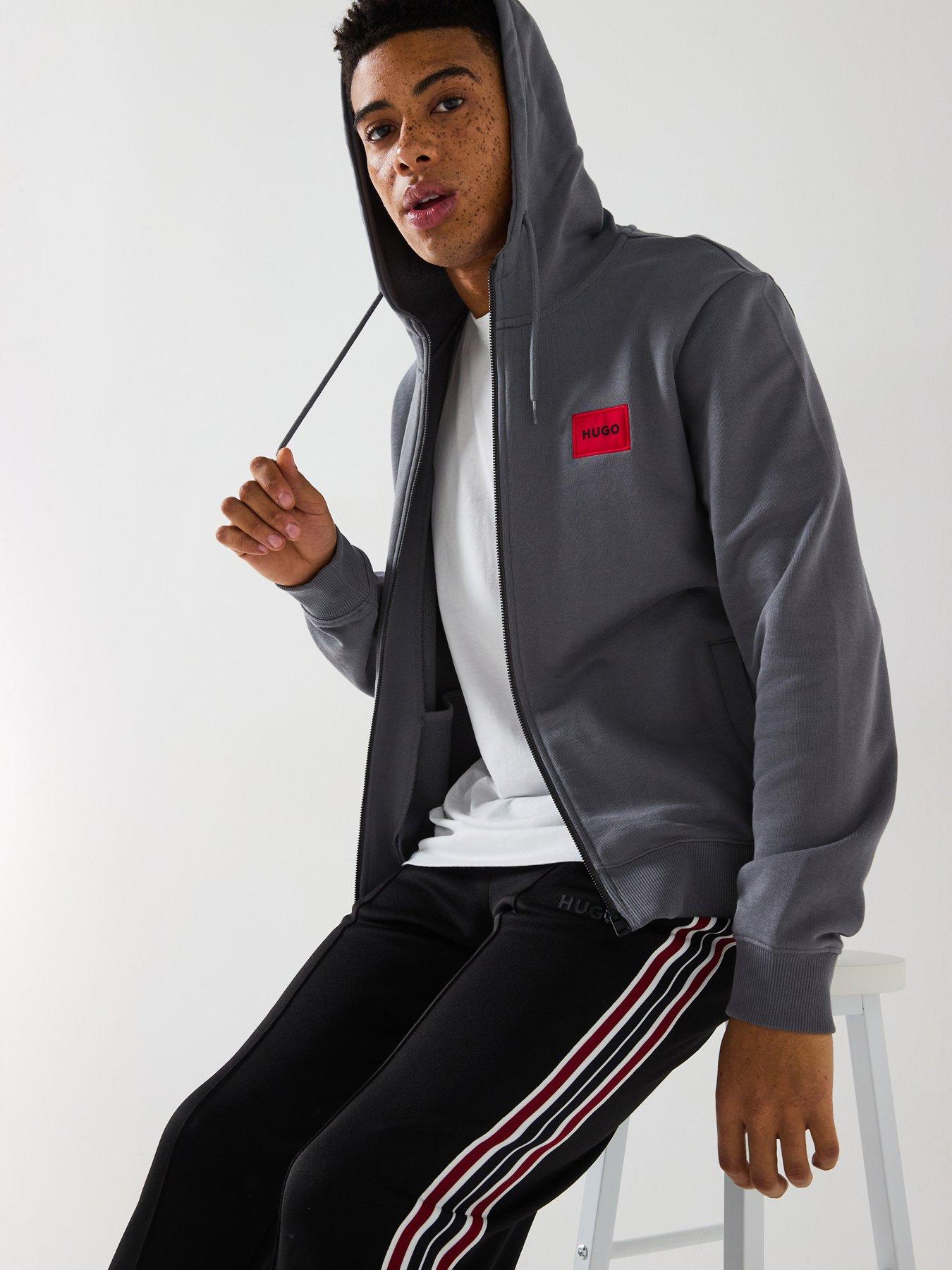 undefined Dapple Red Patch Full Zip Hoodie - Grey