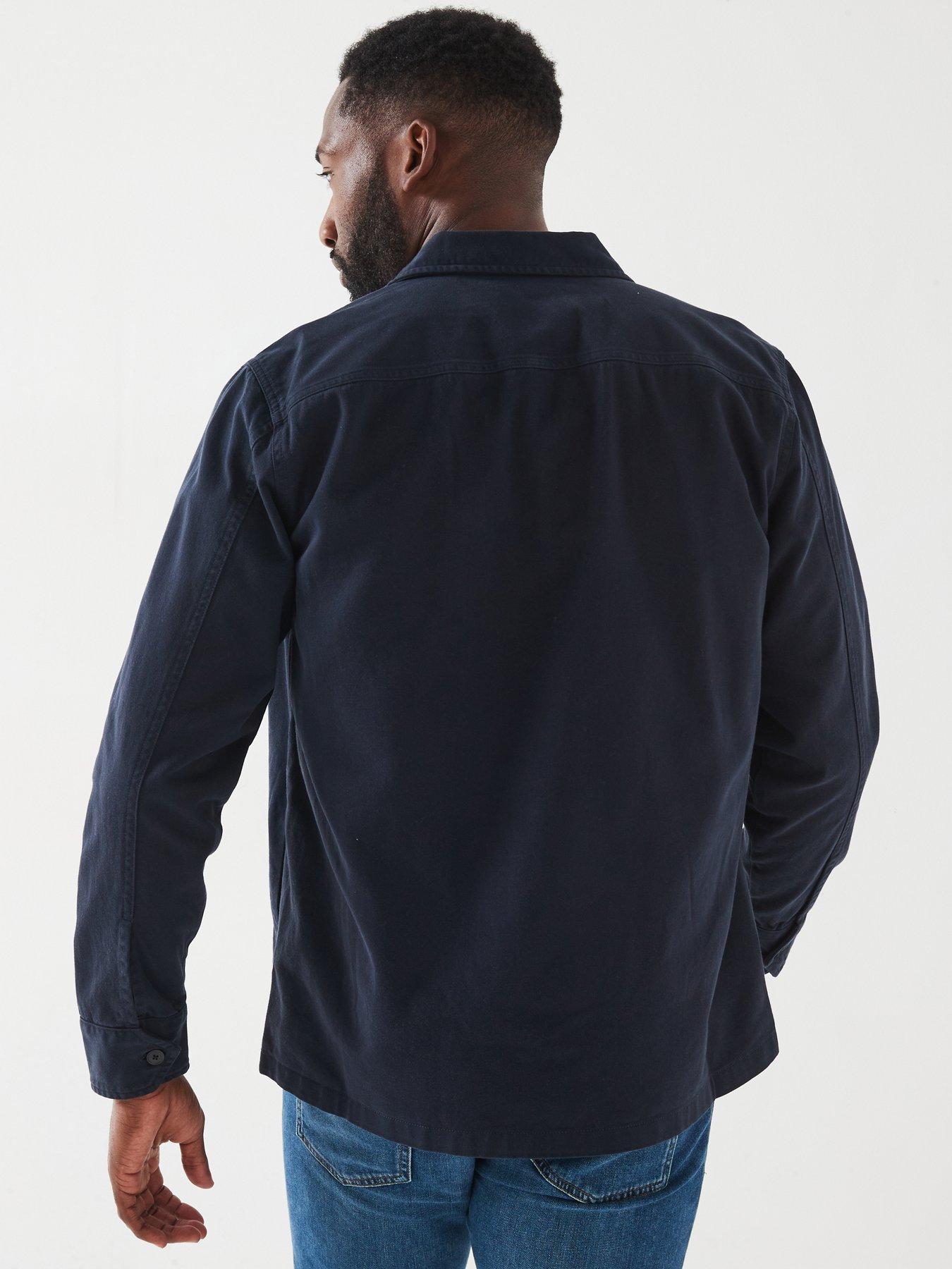 Image 2 of 6 of BOSS Lovel-Zip_15_M Oversized Fit Zip Overshirt - Dark Blue