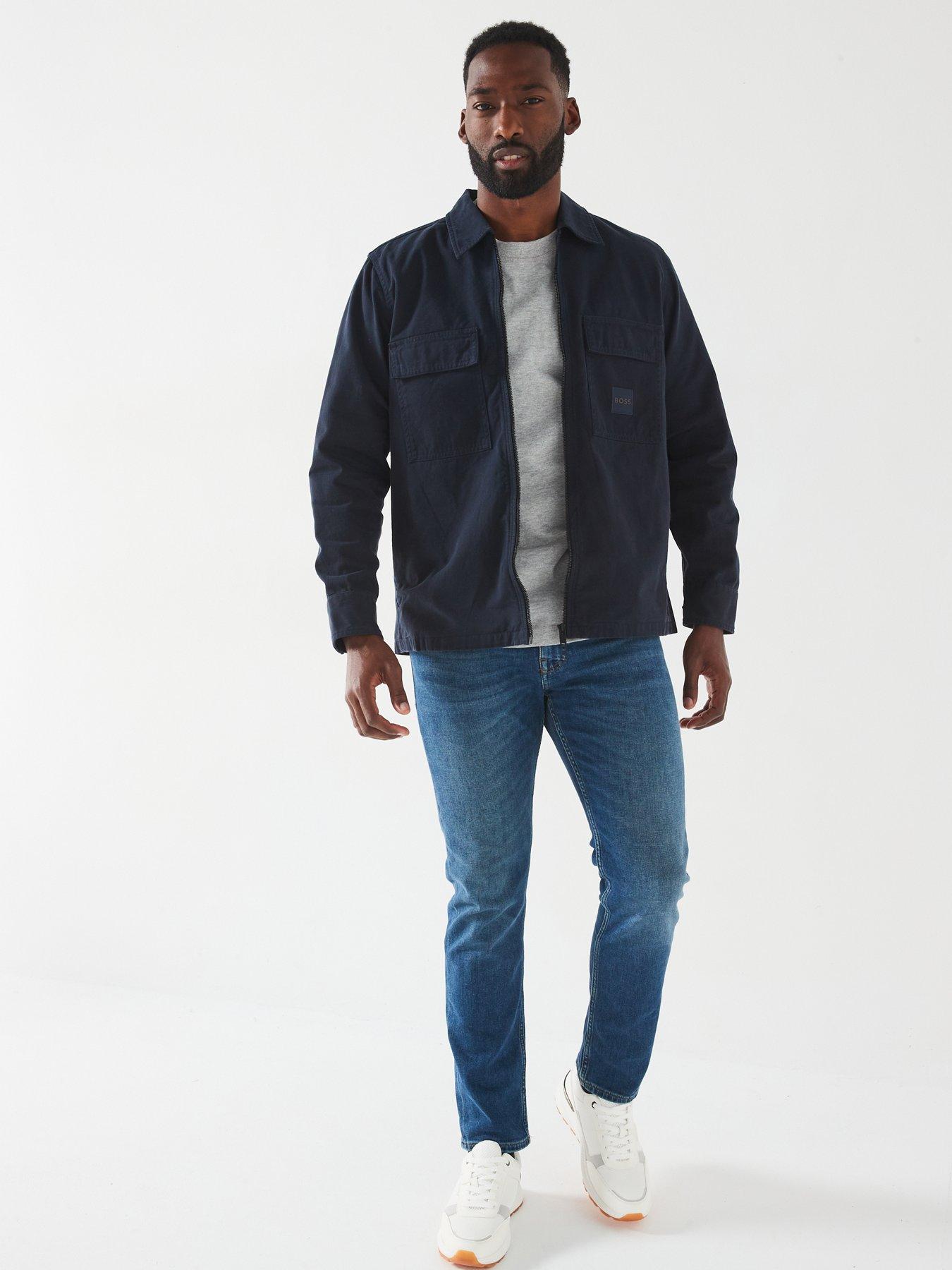 Image 3 of 6 of BOSS Lovel-Zip_15_M Oversized Fit Zip Overshirt - Dark Blue