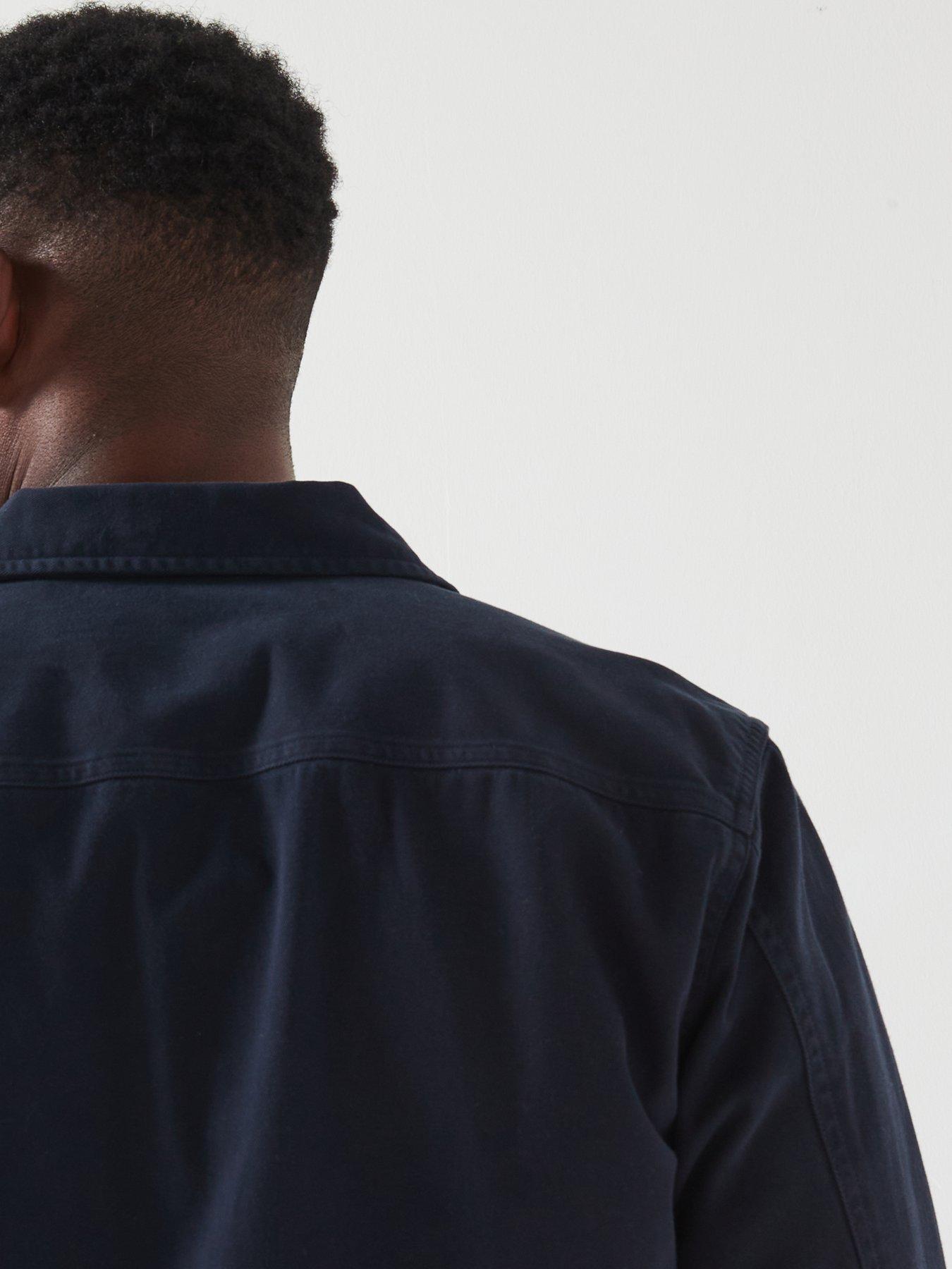 Image 6 of 6 of BOSS Lovel-Zip_15_M Oversized Fit Zip Overshirt - Dark Blue