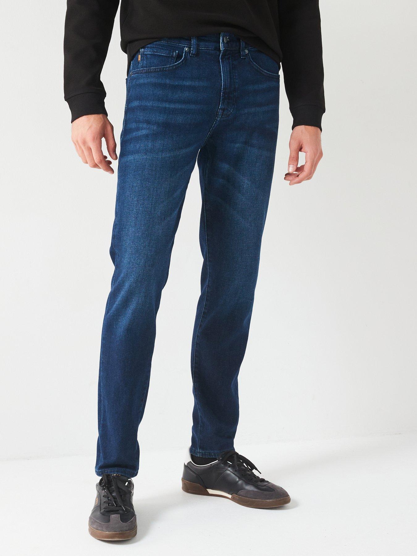 BOSS Onyx Bo Tapered Fit Jeans, Dark Blue, Size 30, Length Regular, Men