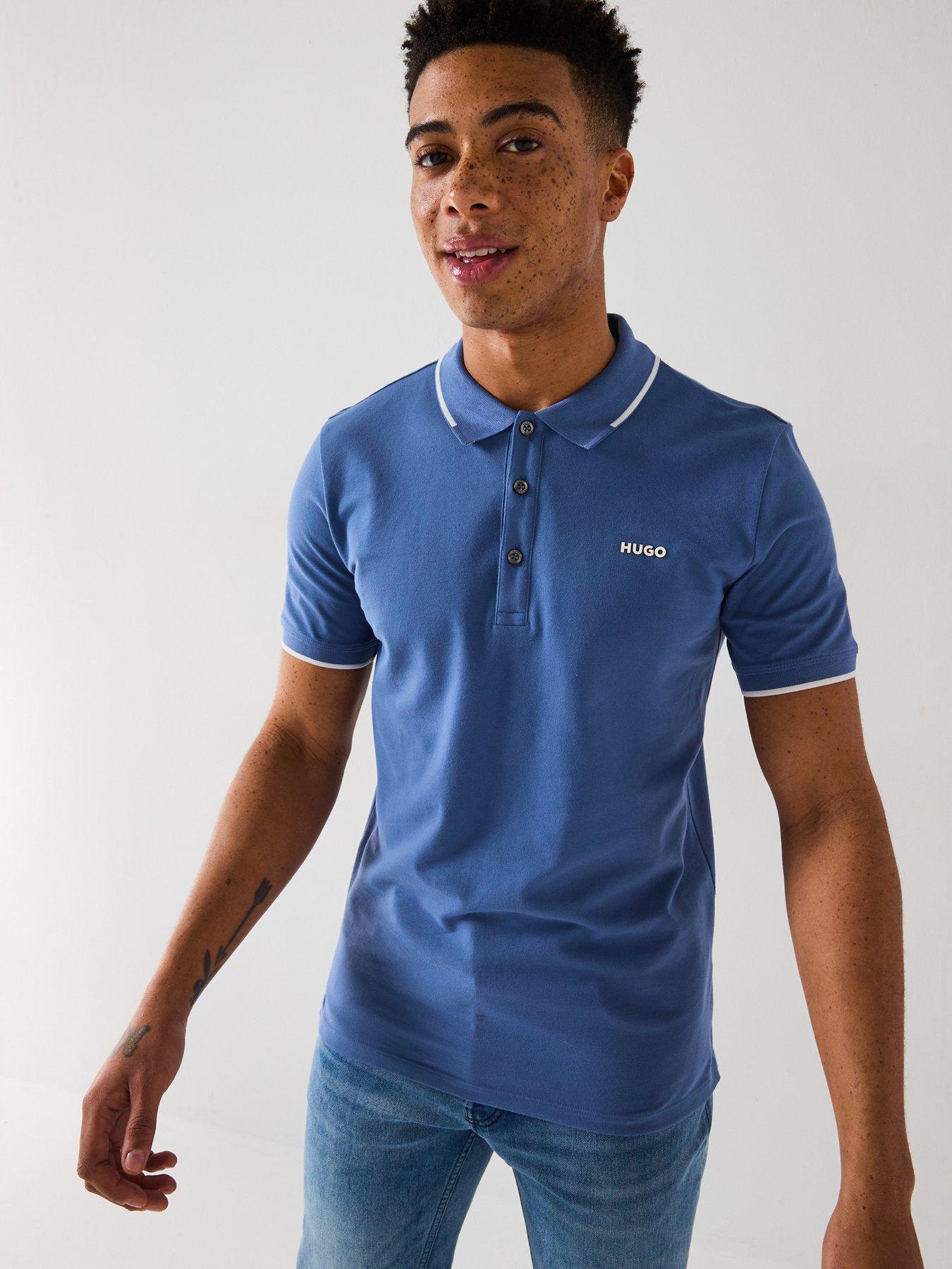 undefined Dinoso222 Slim Fit Left Chest Logo Tipping Polo Shirt - Blue
