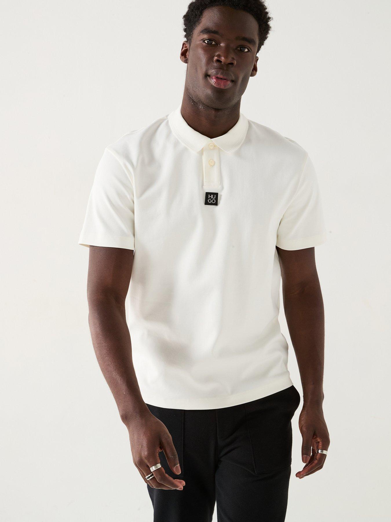 HUGO Deabono_D Centre Stacked Nickel Logo Polo Shirt Off White