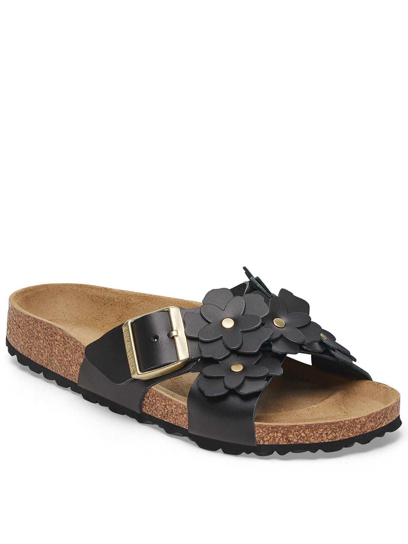 undefined Siena Leather Flower Sandal - Black