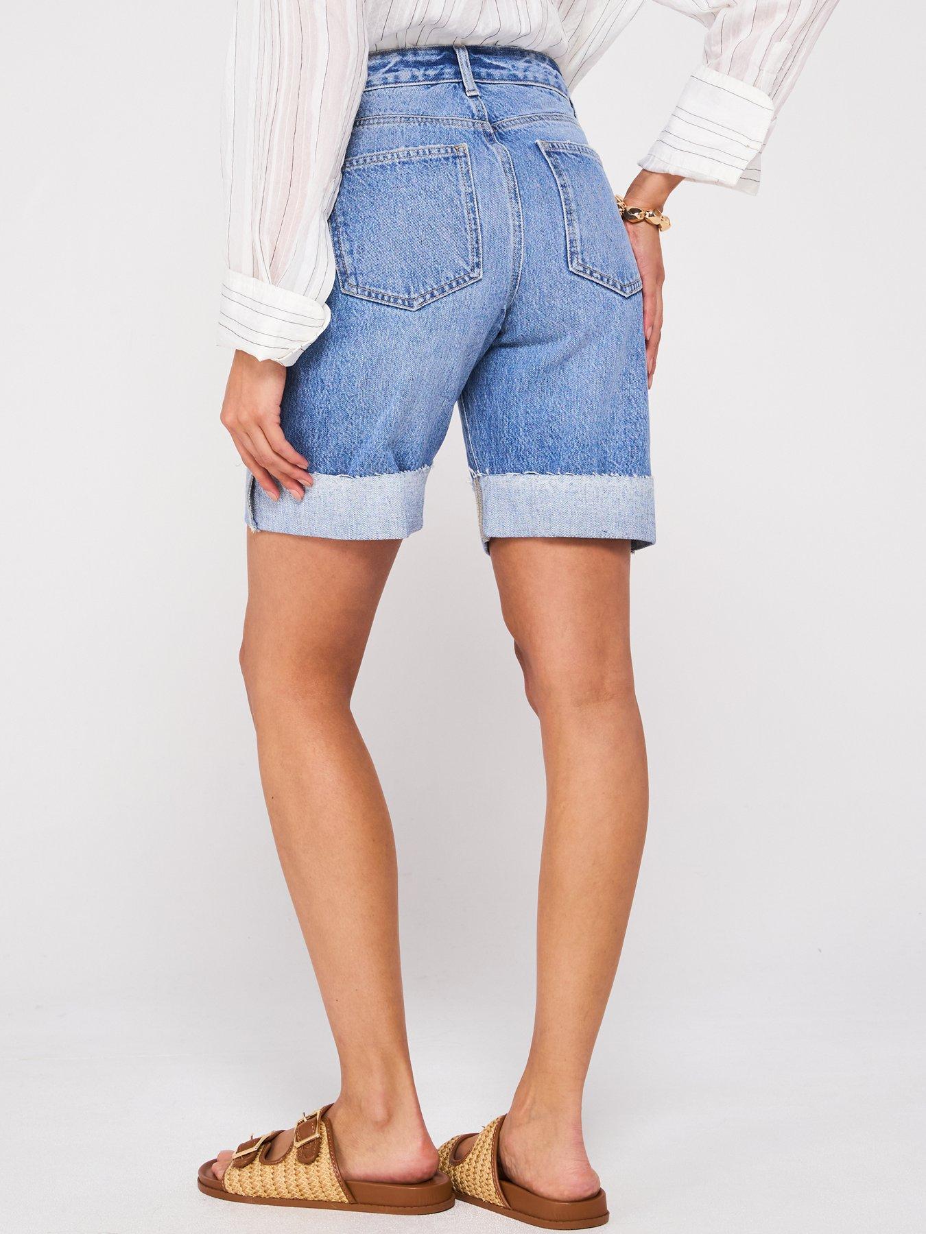 Image 2 of 6 of V by Very Boyfriend Denim Shorts - Mid Wash