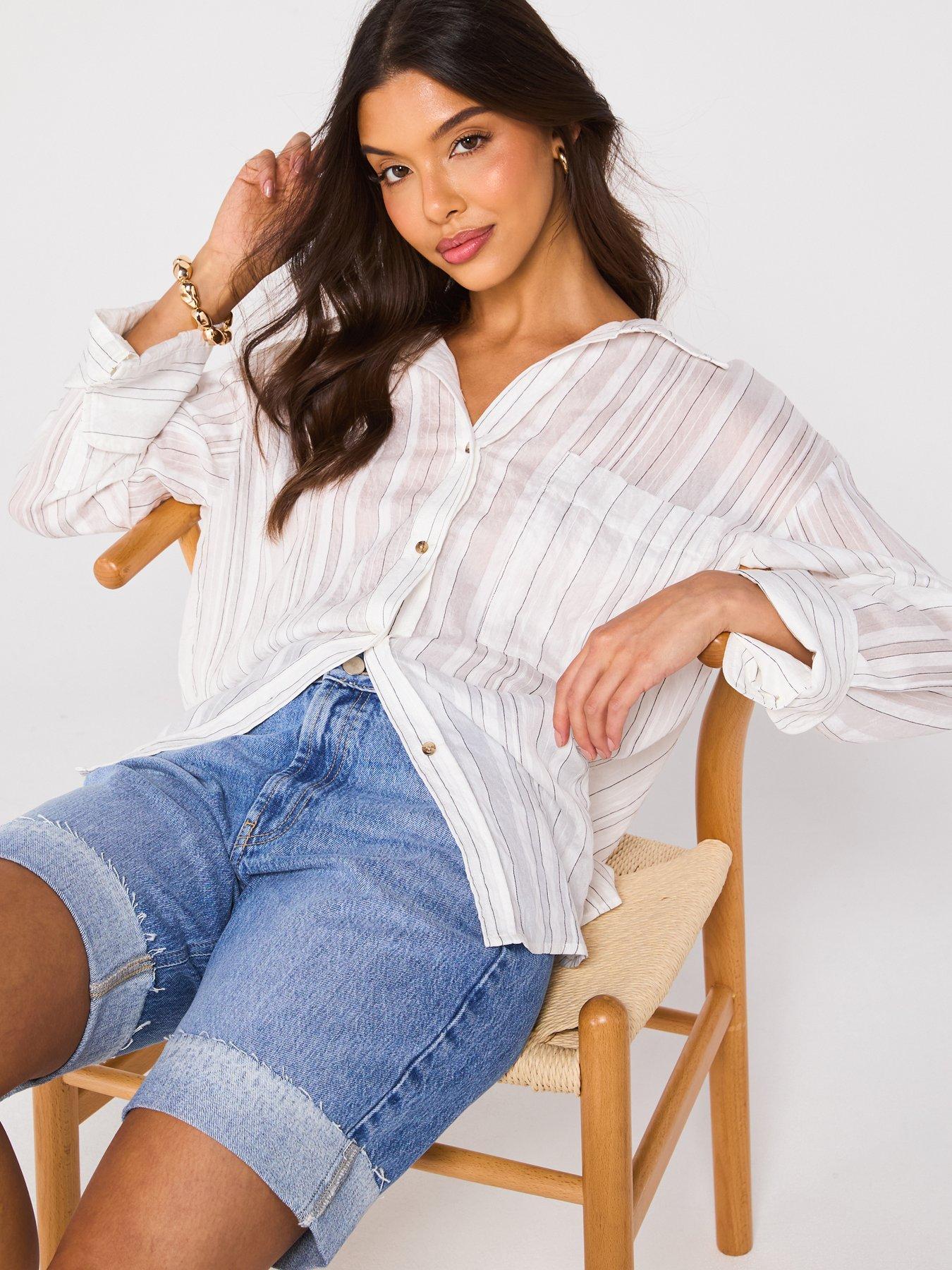 Image 4 of 6 of V by Very Boyfriend Denim Shorts - Mid Wash