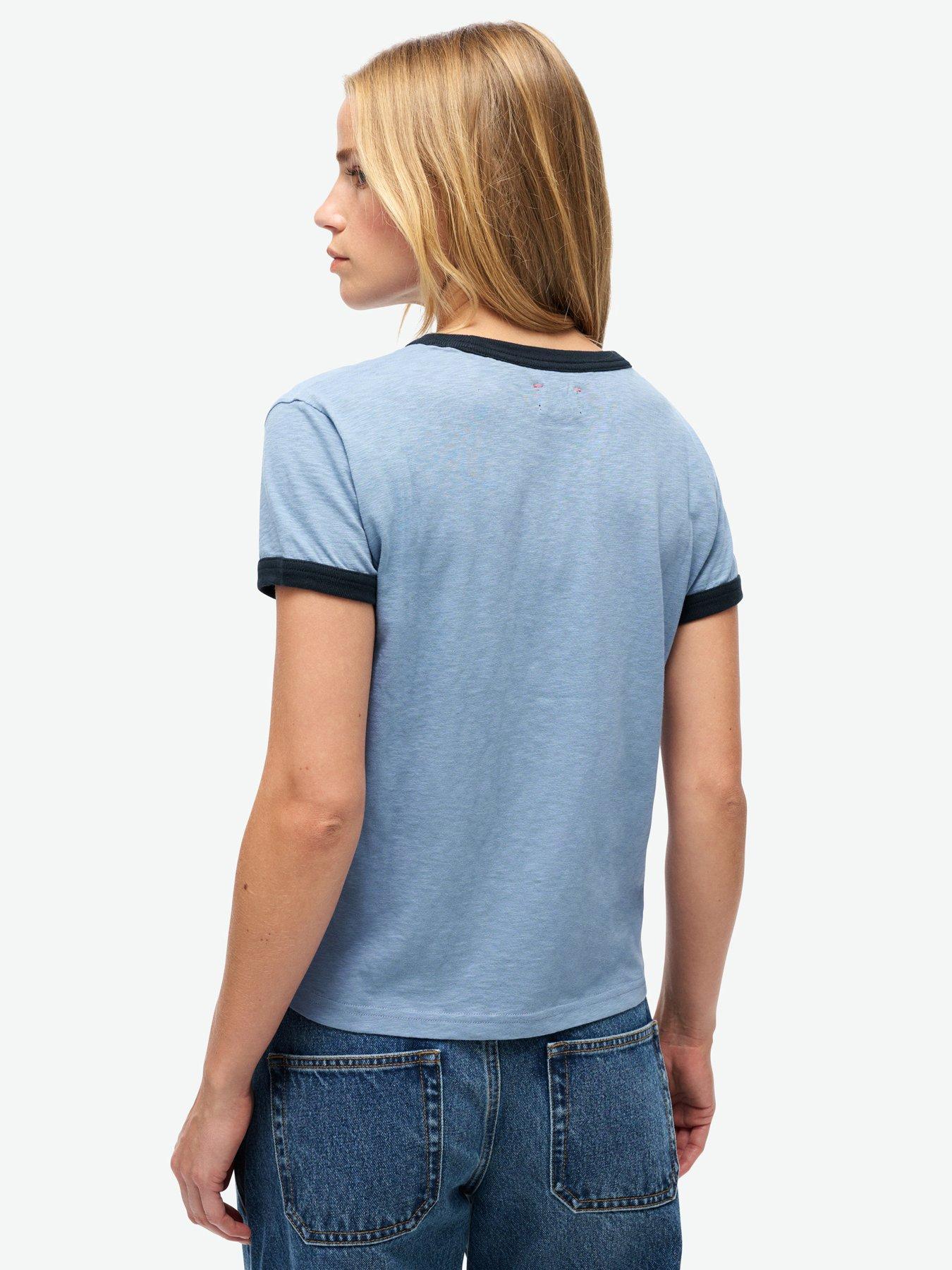 Superdry Maglietta Donna Athletic Essentials Beach Graphic Ringer: Taglio Slim, Girocollo E Dettagli A Contrasto Per Un Look Sportivo-Spensierato - 3