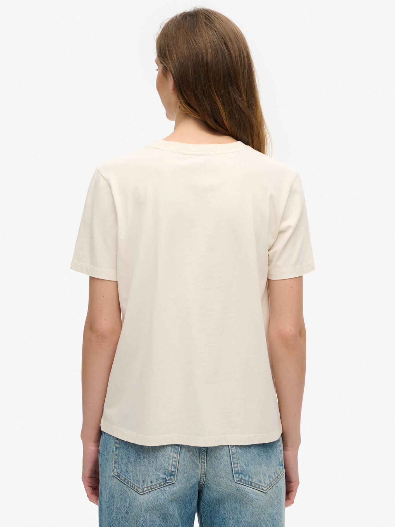 Image 2 of 6 of Superdry Retro Flock Relaxed T-Shirt - White