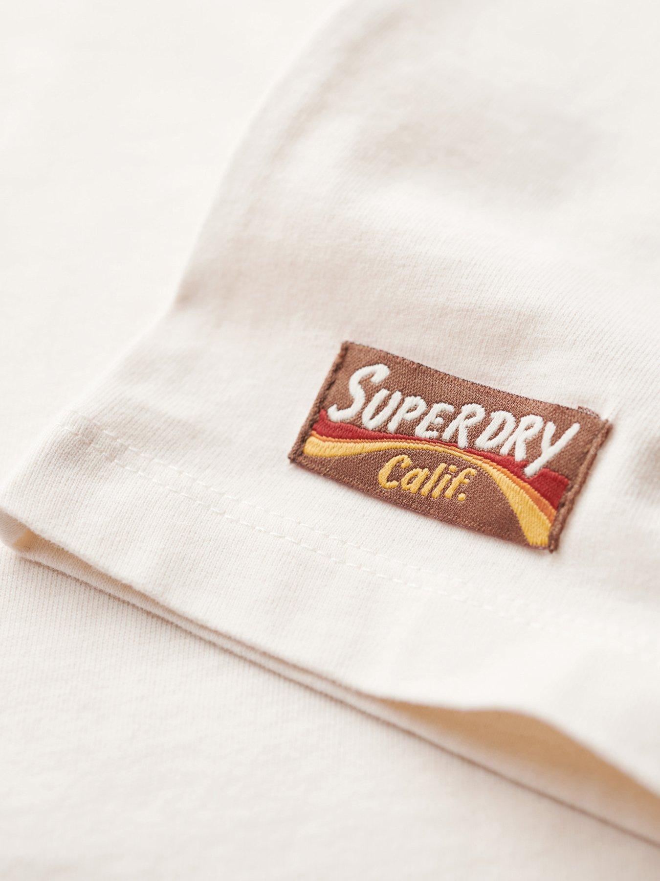 Image 6 of 6 of Superdry Retro Flock Relaxed T-Shirt - White